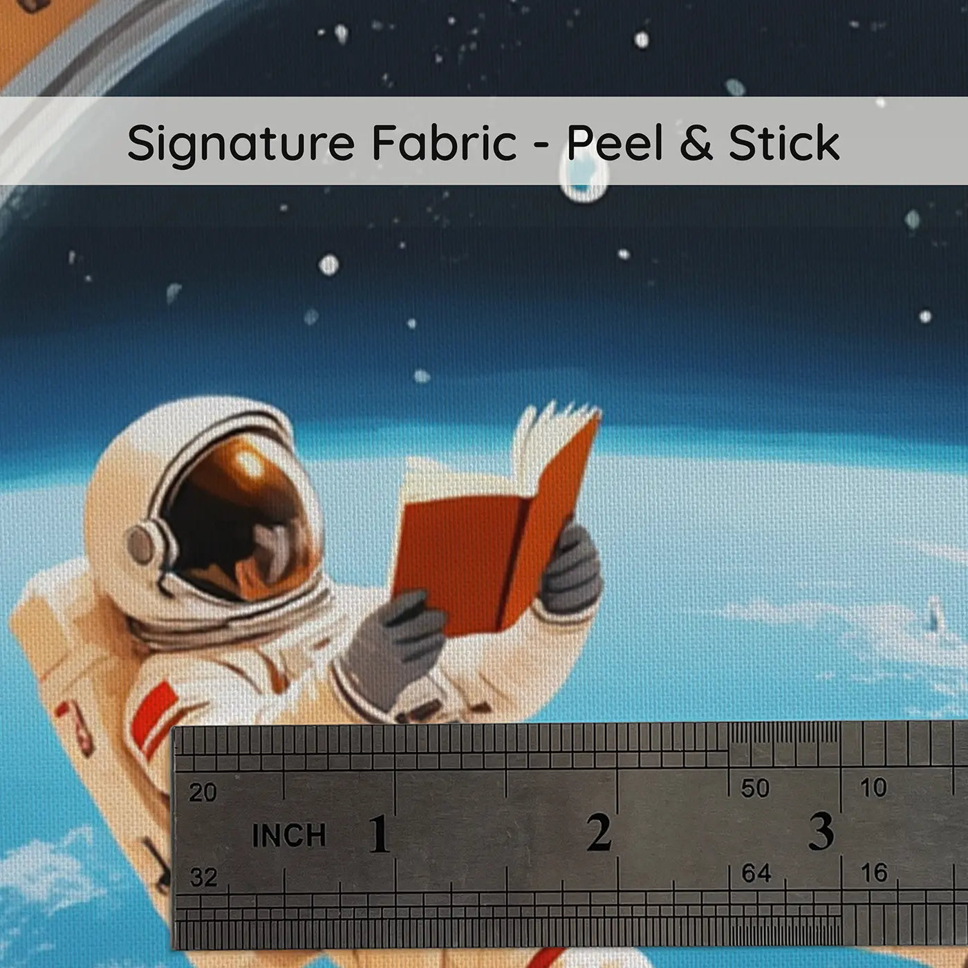 Fabric texture close-up of Reading Astronaut Station Wallpaper Mural by Whimsy Tots