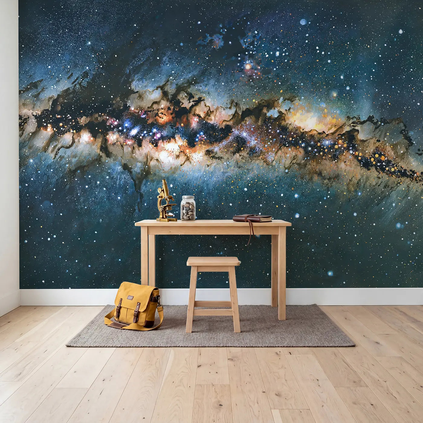 Cosmic Dust Lane Milky Way Wallpaper Mural in playroom setting by Whimsy Tots