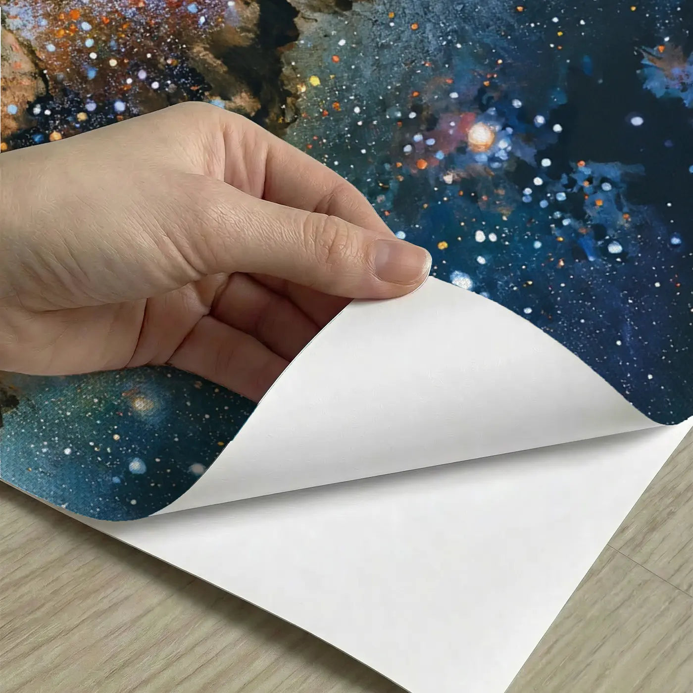 Peel-and-stick detail of Cosmic Dust Lane Milky Way Wallpaper Mural by Whimsy Tots
