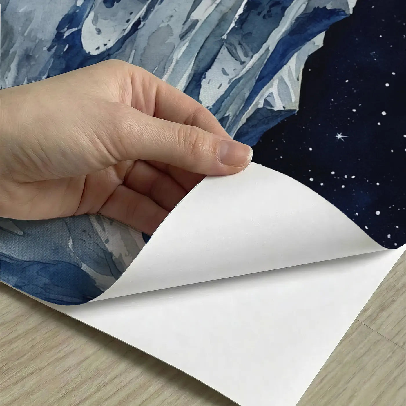 Peel-and-stick detail of Lunar Landscape Panorama Wallpaper Mural by Whimsy Tots