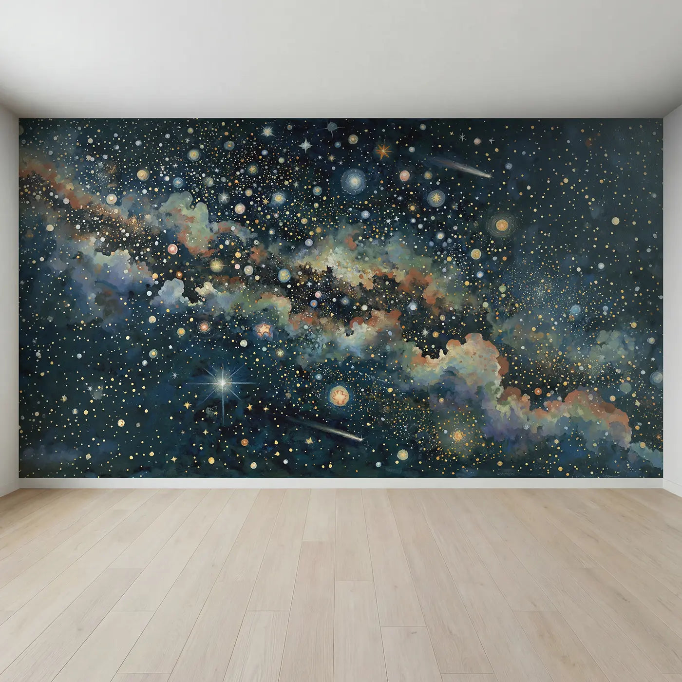 Full view of Dense Star Field Deep Space Wallpaper Mural by Whimsy Tots
