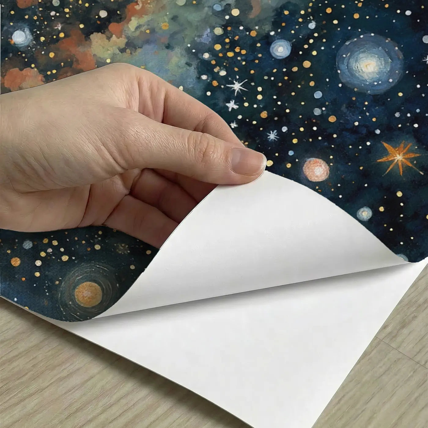 Peel-and-stick detail of Dense Star Field Deep Space Wallpaper Mural by Whimsy Tots