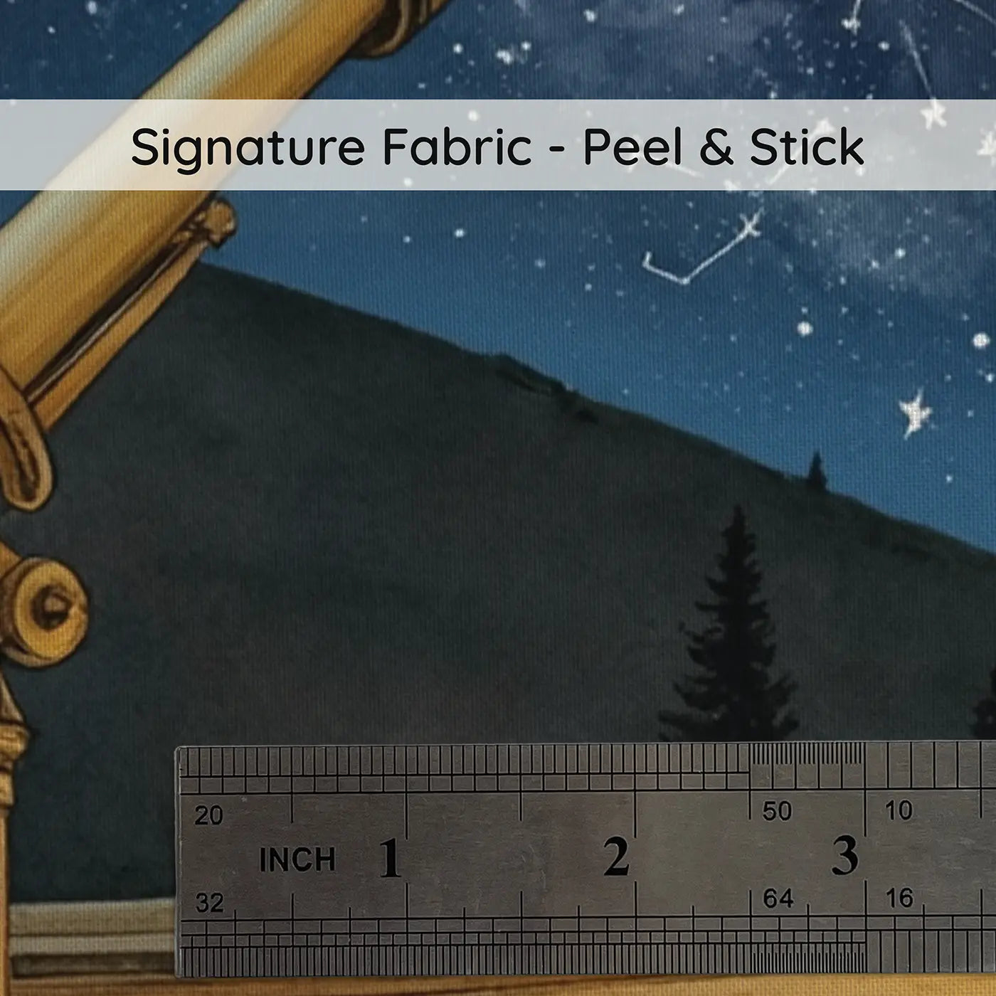 Fabric texture close-up of Stargazing Observatory Wallpaper Mural by Whimsy Tots