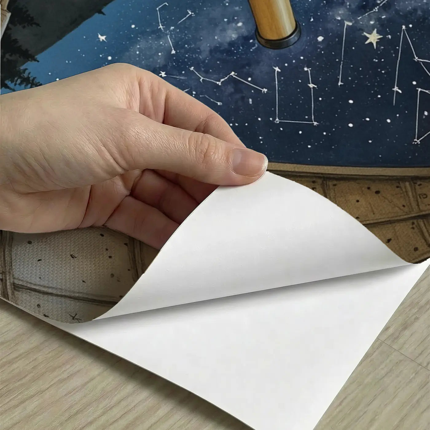 Peel-and-stick detail of Stargazing Observatory Wallpaper Mural by Whimsy Tots