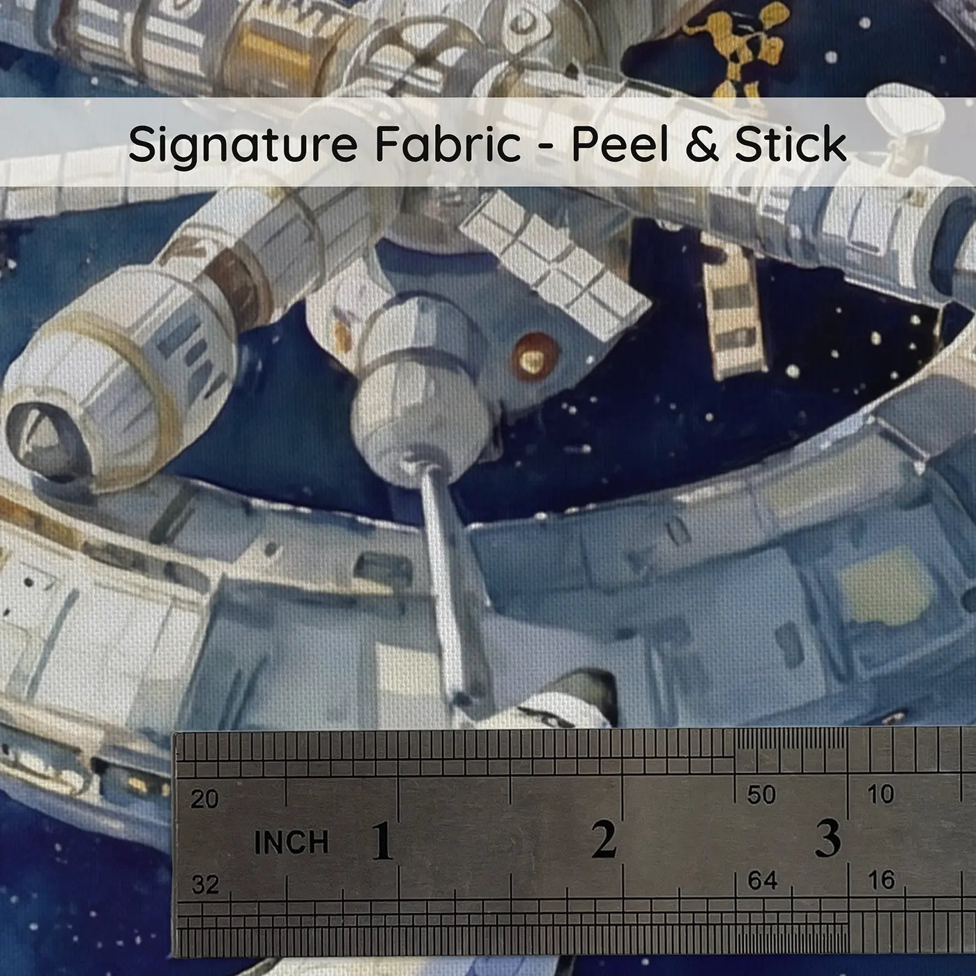 Fabric texture close-up of Space Station Shuttle Docking Wallpaper Mural by Whimsy Tots