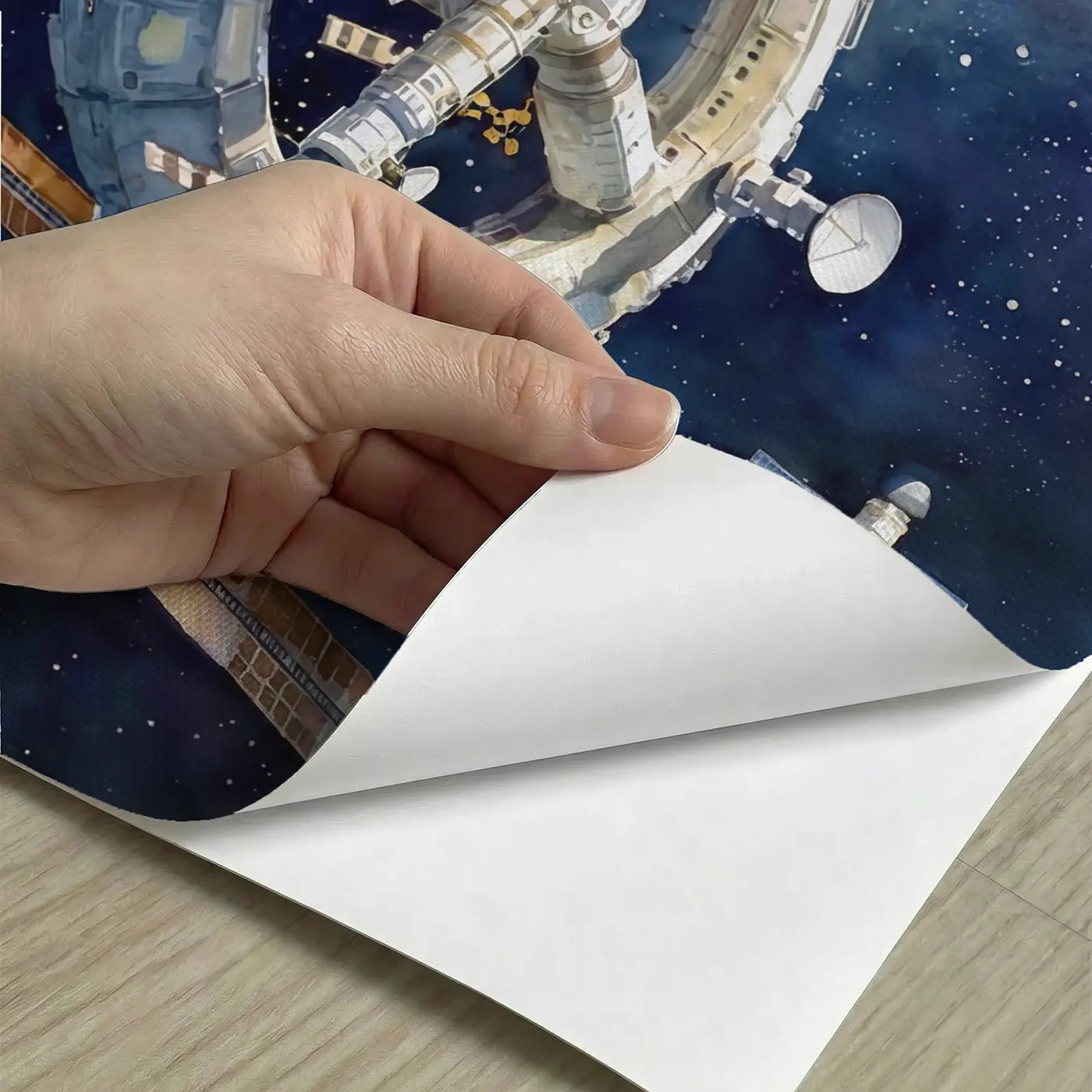 Peel-and-stick detail of Space Station Shuttle Docking Wallpaper Mural by Whimsy Tots