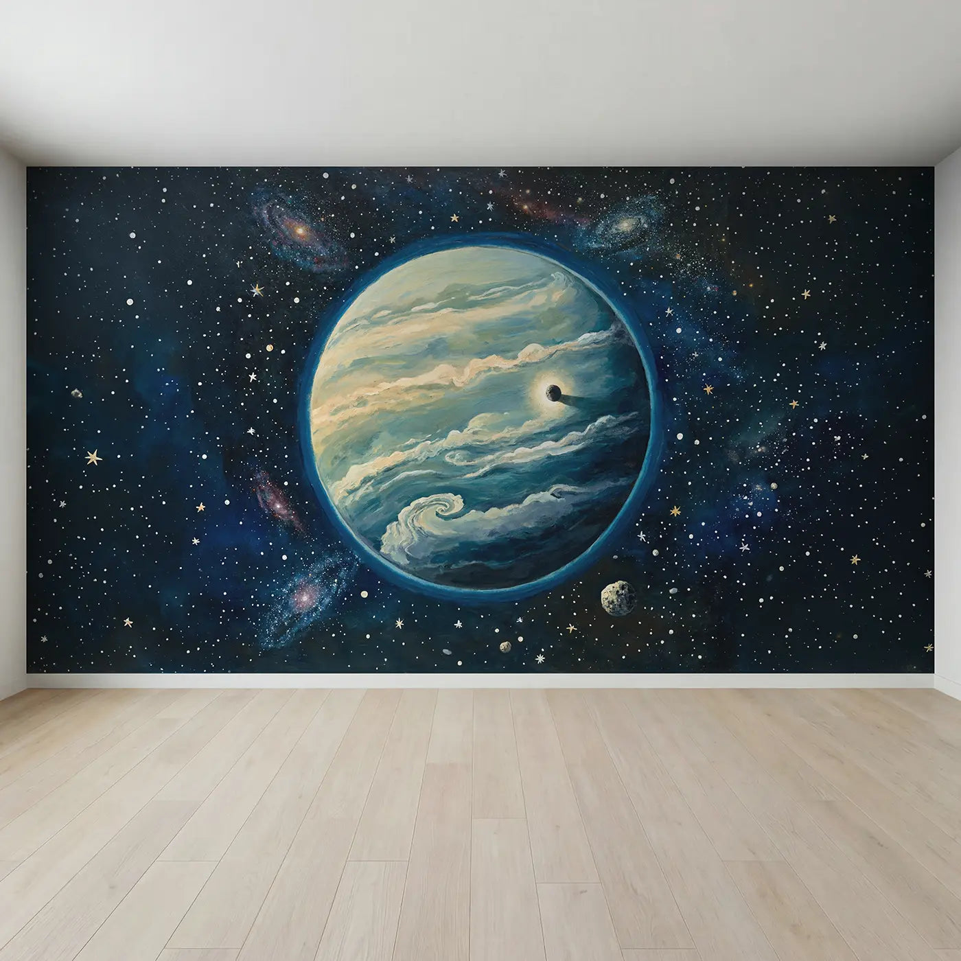 Full view of Distant Exoplanet World Wallpaper Mural by Whimsy Tots