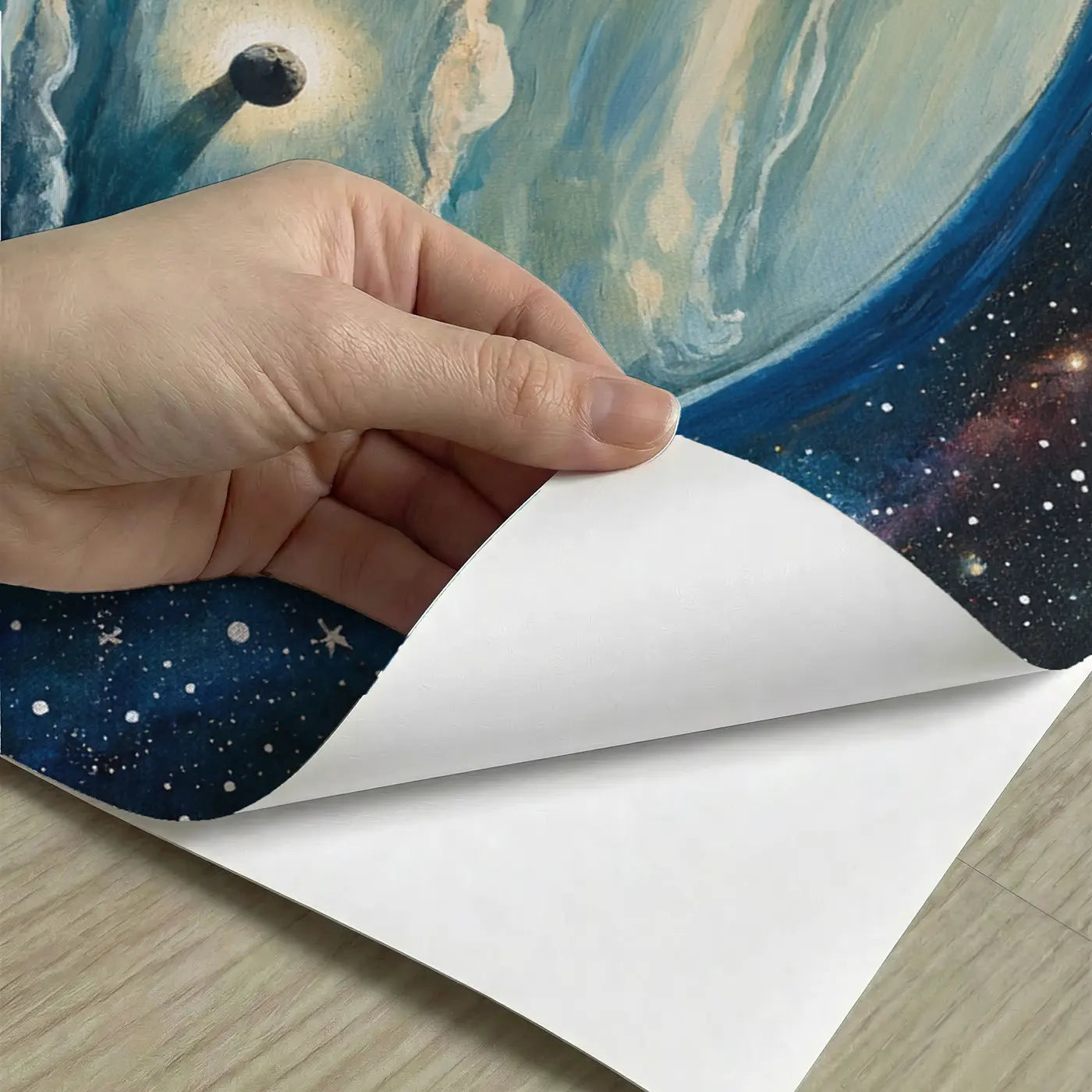 Peel-and-stick detail of Distant Exoplanet World Wallpaper Mural by Whimsy Tots