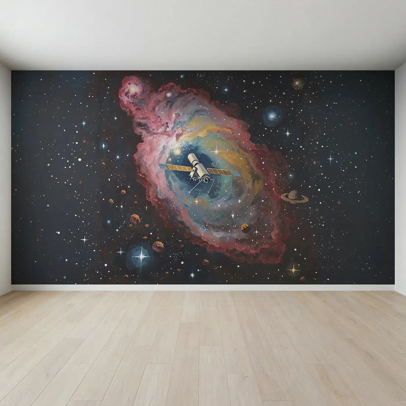 Full view of Nebula Space Telescope Wallpaper Mural by Whimsy Tots