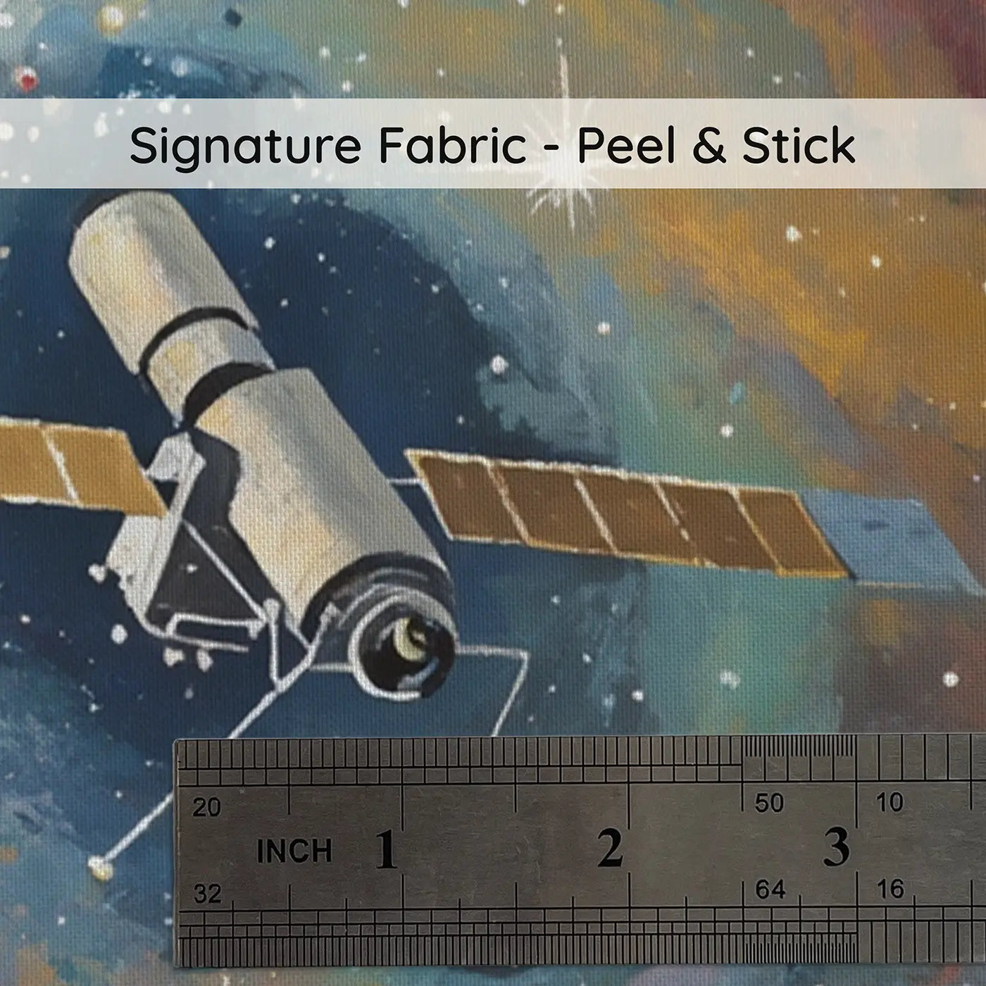 Fabric texture close-up of Nebula Space Telescope Wallpaper Mural by Whimsy Tots