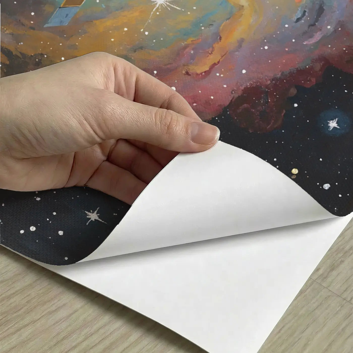 Peel-and-stick detail of Nebula Space Telescope Wallpaper Mural by Whimsy Tots