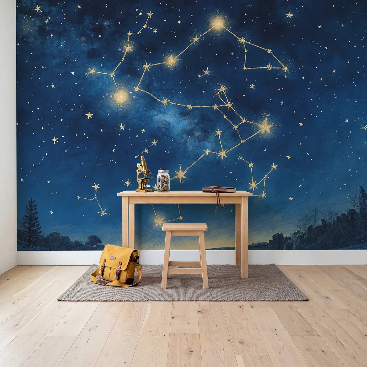 Zodiac Star Map Wallpaper Mural in playroom setting by Whimsy Tots