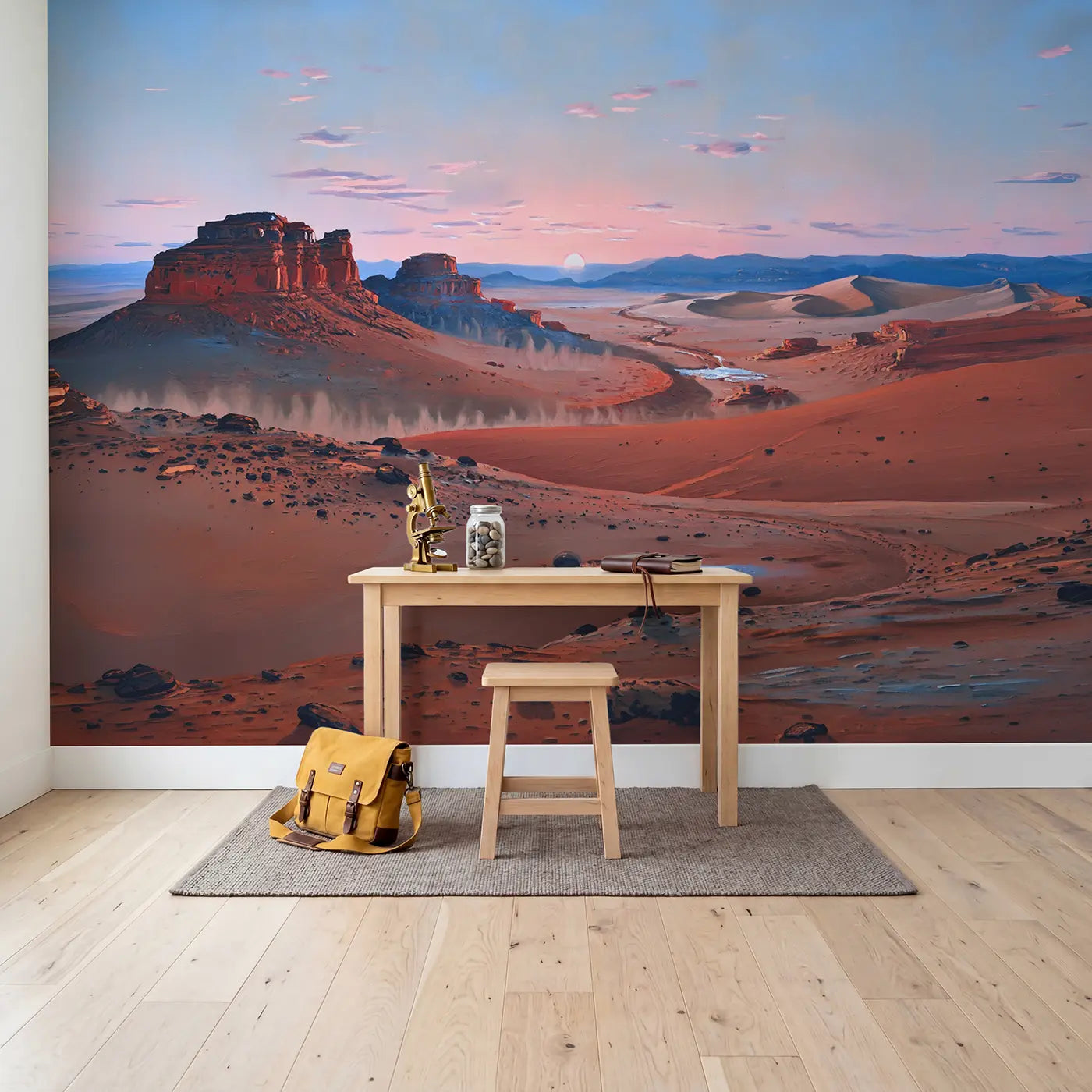 Martian Blue Sunset Red Planet Wallpaper Mural in playroom setting by Whimsy Tots