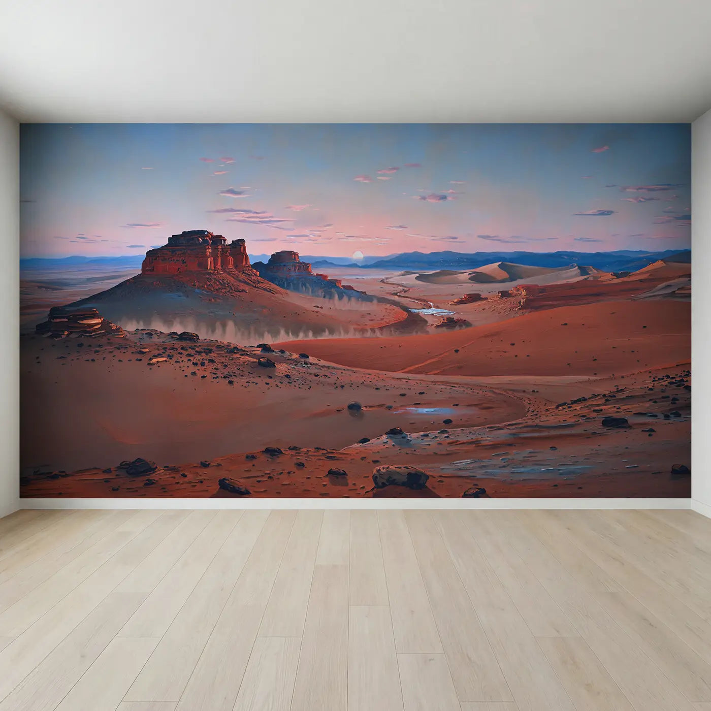 Full view of Martian Blue Sunset Red Planet Wallpaper Mural by Whimsy Tots