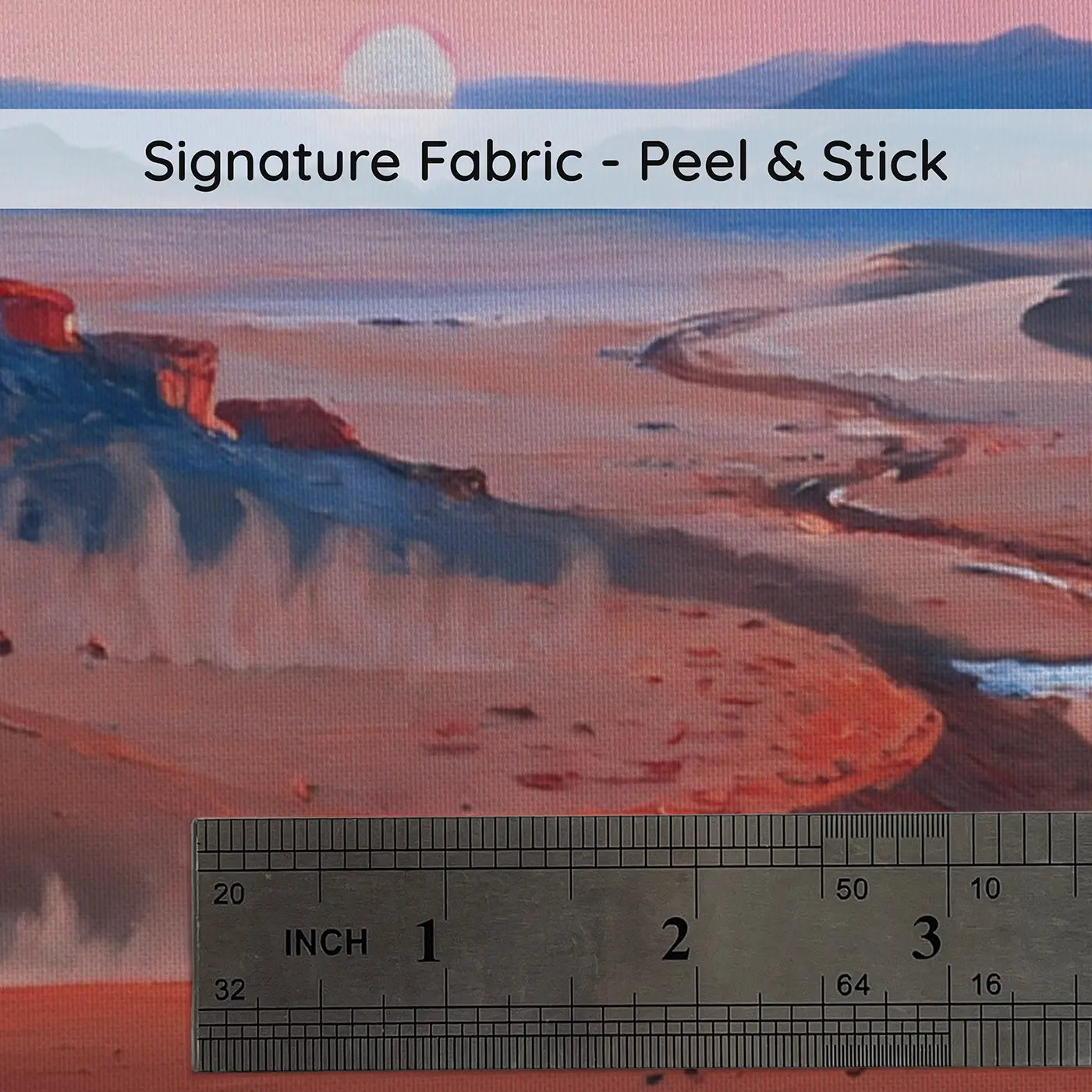 Fabric texture close-up of Martian Blue Sunset Red Planet Wallpaper Mural by Whimsy Tots