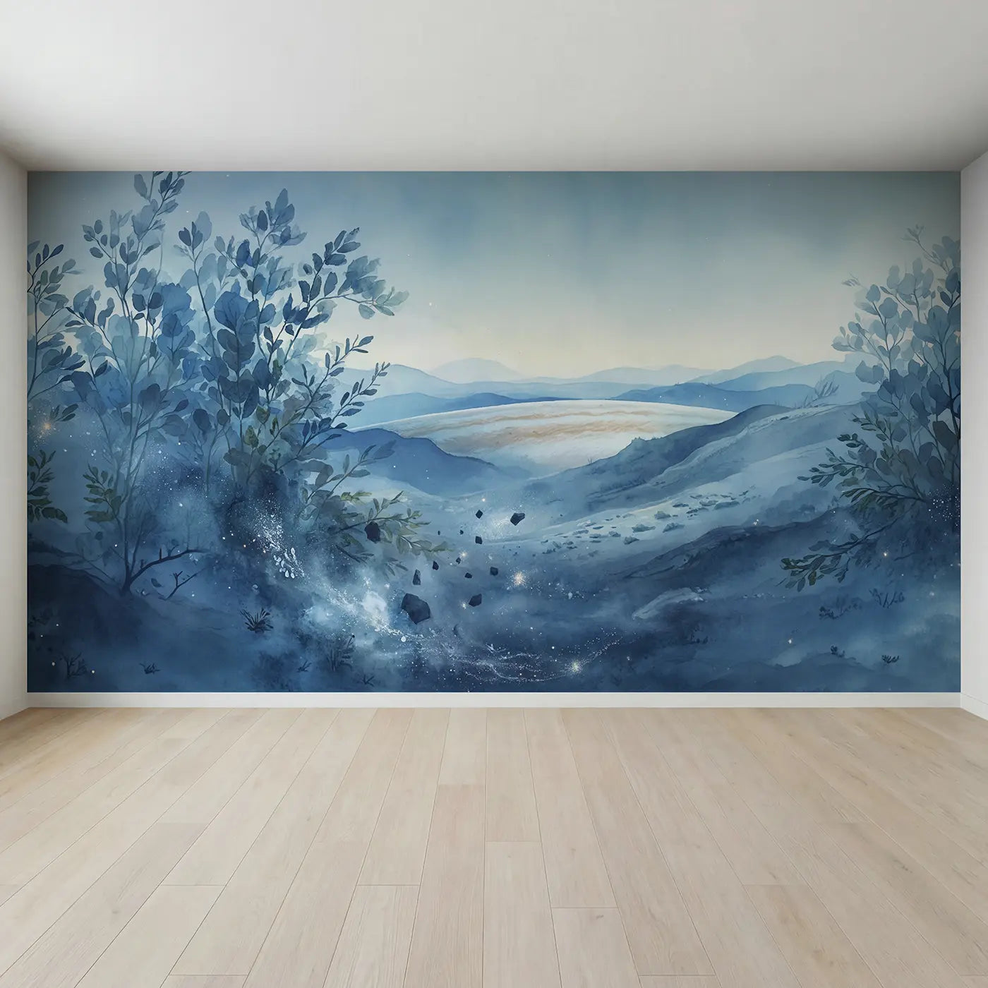 Full view of Ice Moon Surface Jupiter Wallpaper Mural by Whimsy Tots