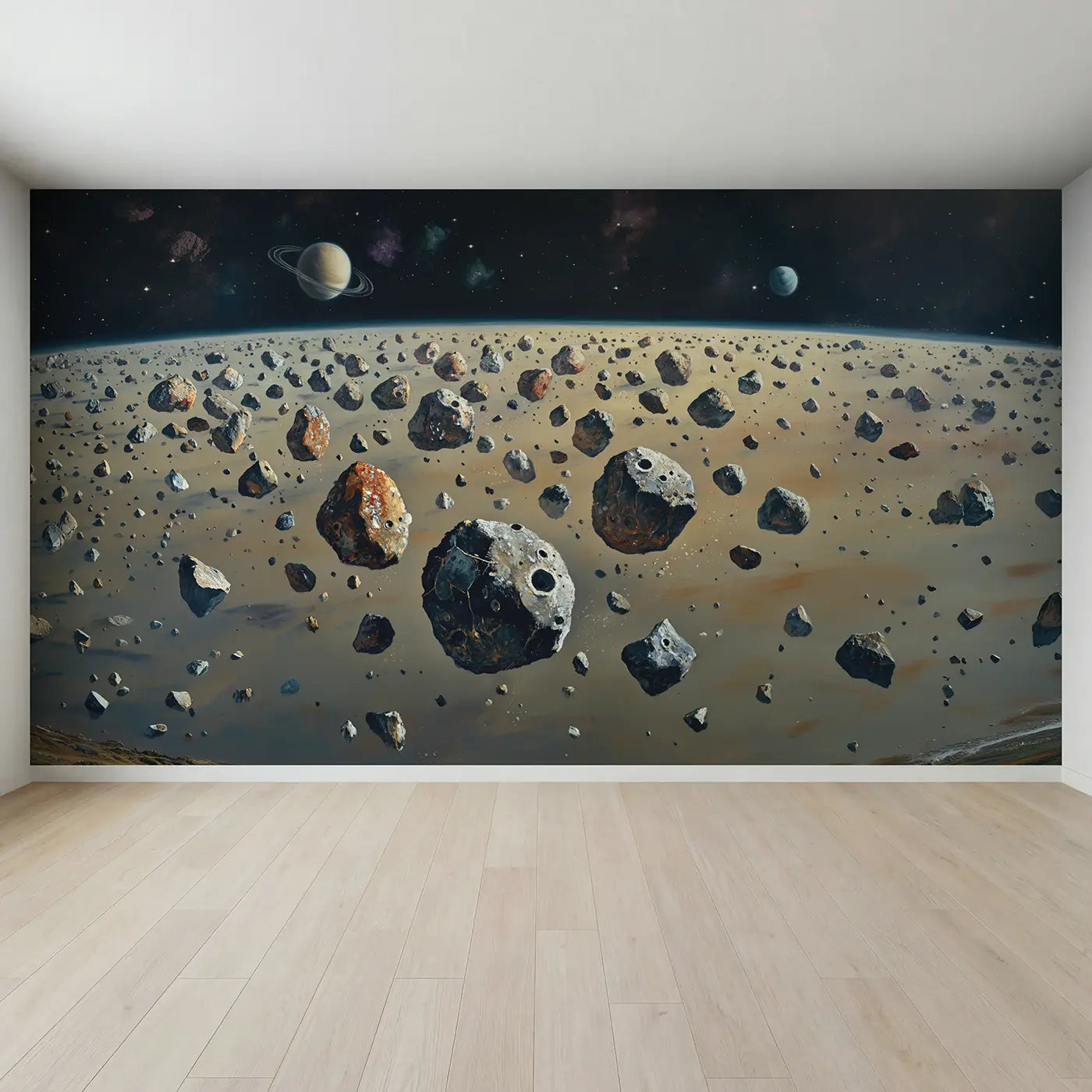 Full view of Asteroid Belt Between Planets Wallpaper Mural by Whimsy Tots