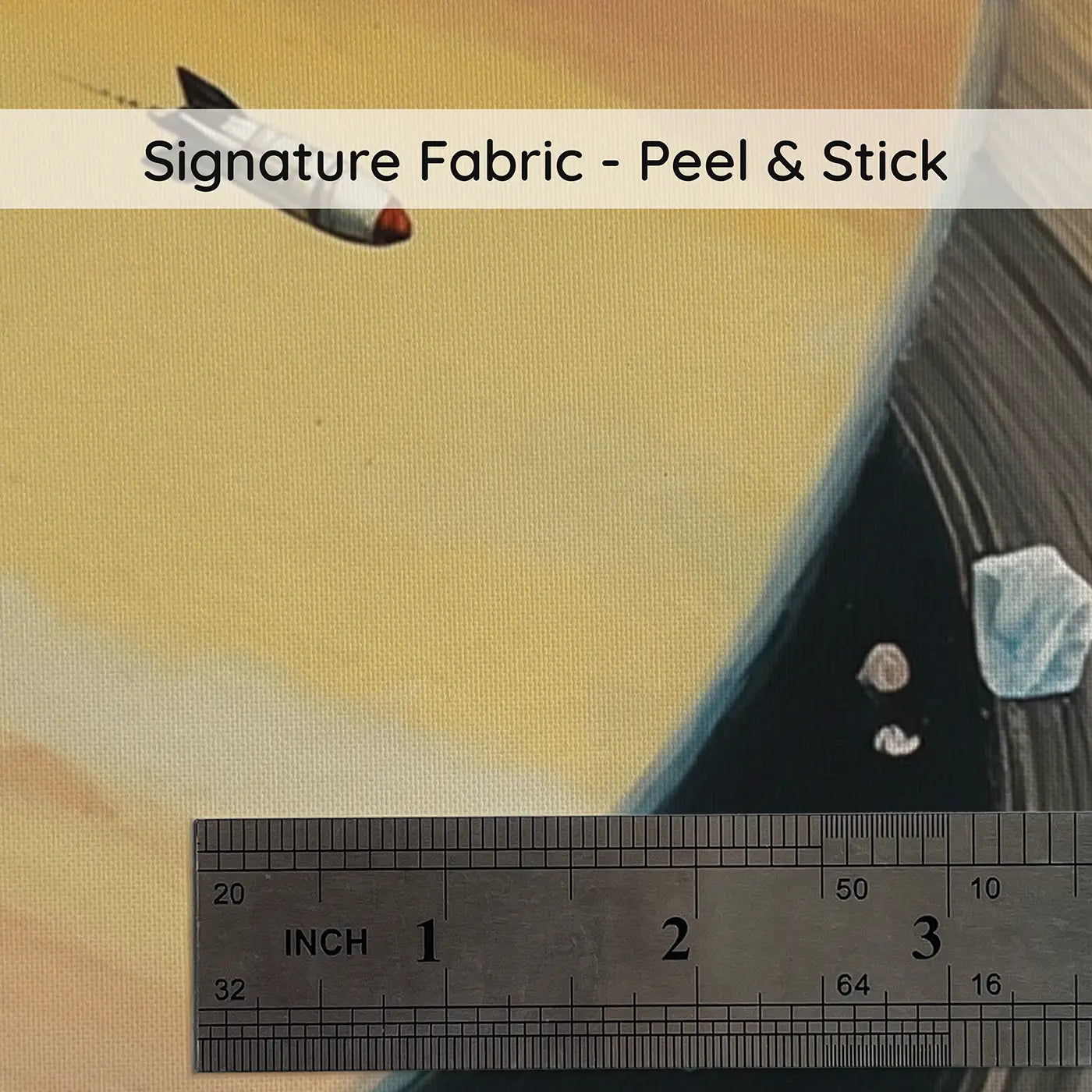 Fabric texture close-up of Saturn Ring Rocket Journey Wallpaper Mural by Whimsy Tots