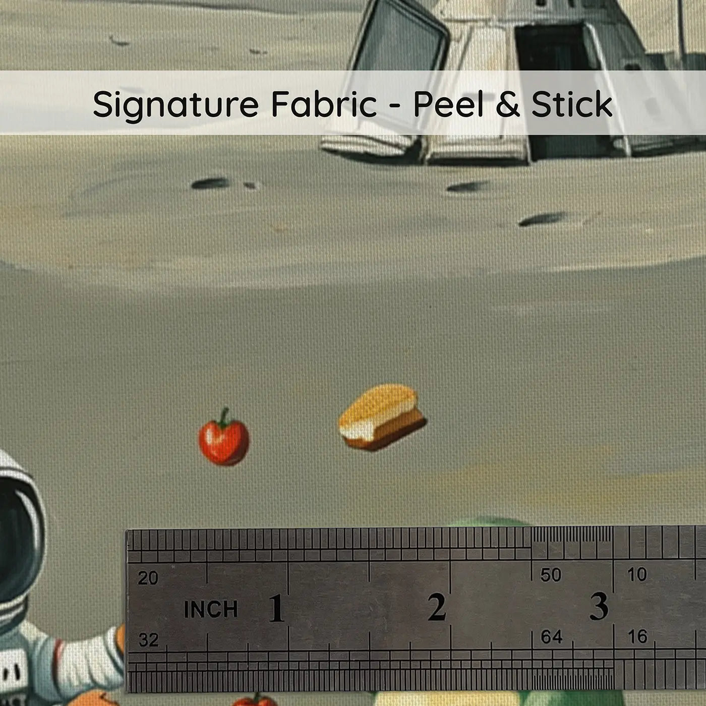 Fabric texture close-up of Moon Picnic Astronaut and Alien Wallpaper Mural by Whimsy Tots