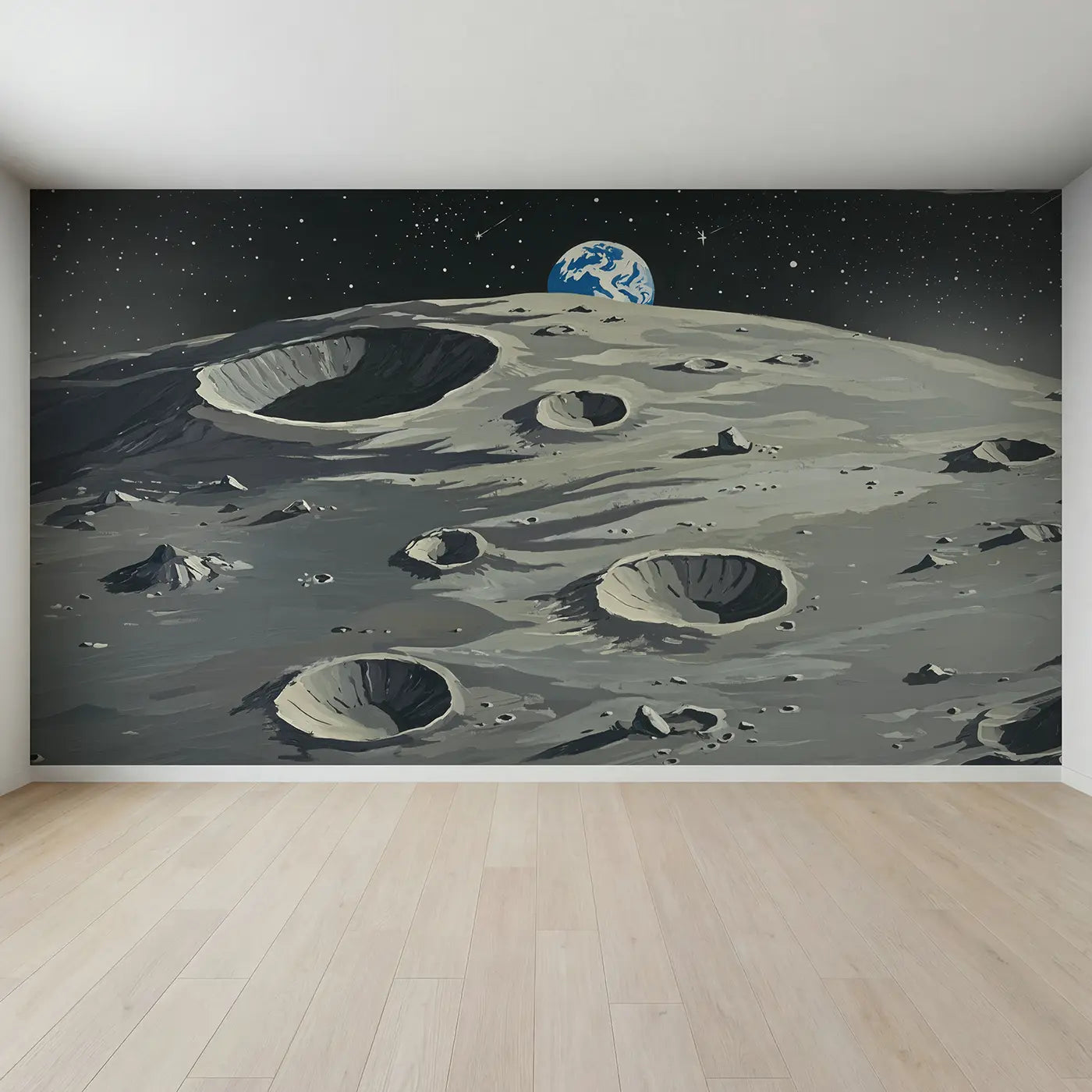 Full view of Earthrise from Moon Surface Wallpaper Mural by Whimsy Tots