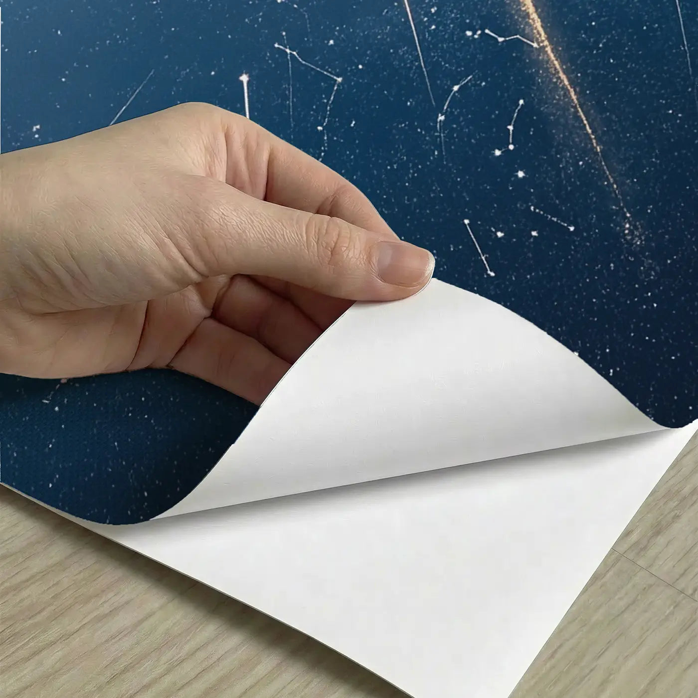 Peel-and-stick detail of Night Sky Shooting Star Trails Wallpaper Mural by Whimsy Tots