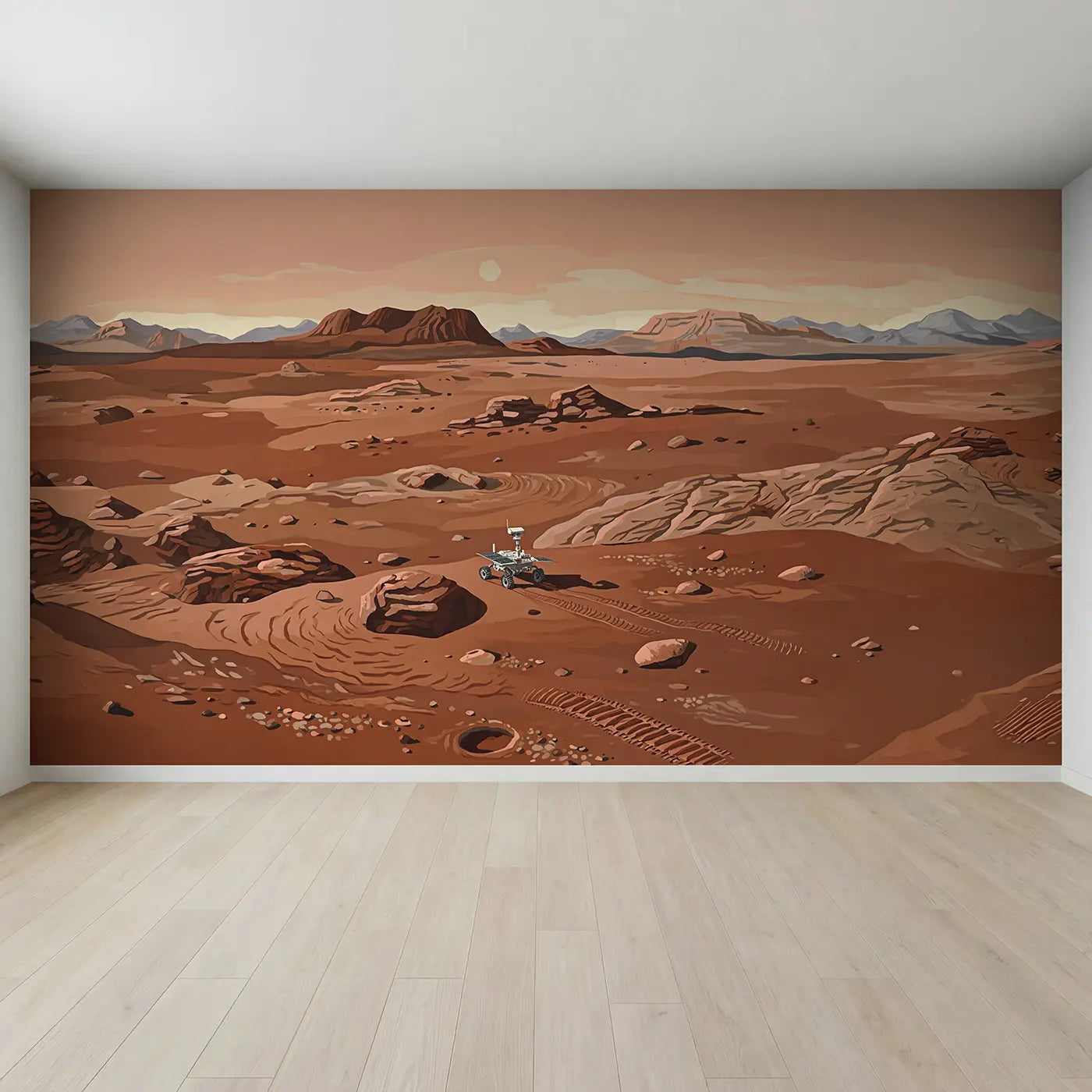 Full view of Mars Rover Red Planet Landscape Wallpaper Mural by Whimsy Tots