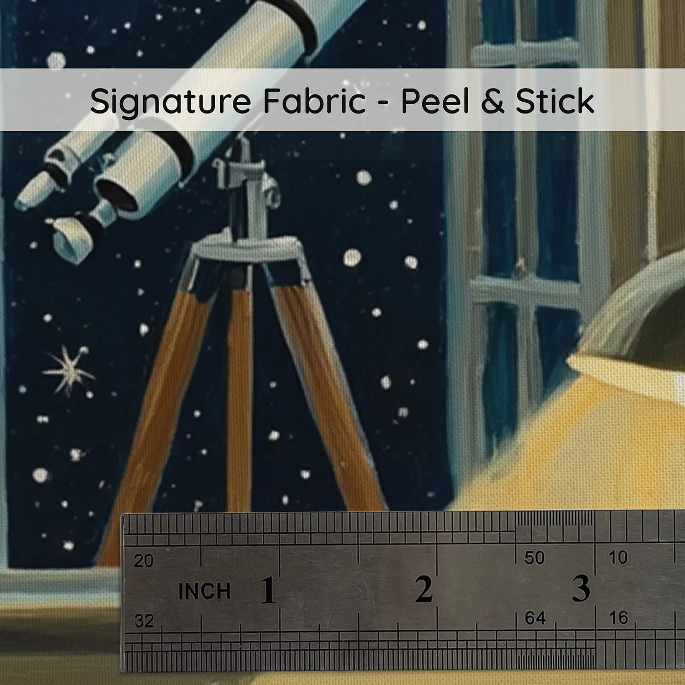 Fabric texture close-up of Rocket Blueprint Night Office Wallpaper Mural by Whimsy Tots