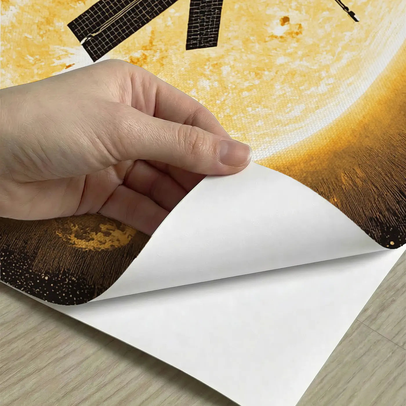 Peel-and-stick detail of Space Station Sun Transit Wallpaper Mural by Whimsy Tots