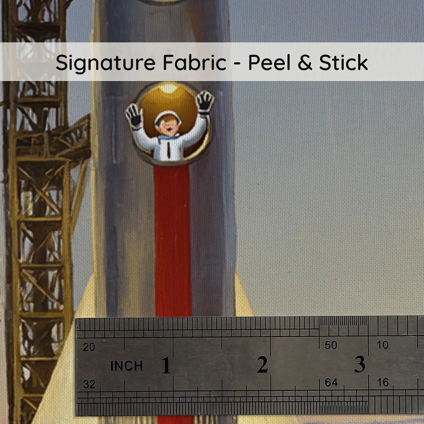 Fabric texture close-up of Astronaut Family Rocket Launch Wallpaper Mural by Whimsy Tots