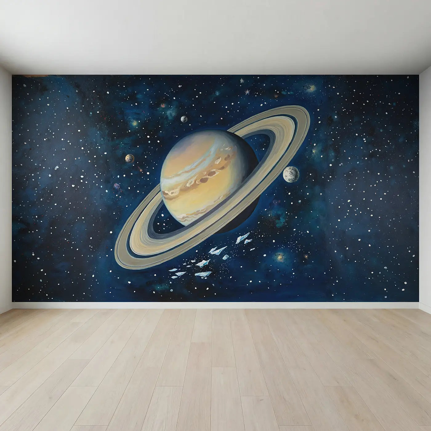 Full view of Saturn Ring Detail Wallpaper Mural by Whimsy Tots