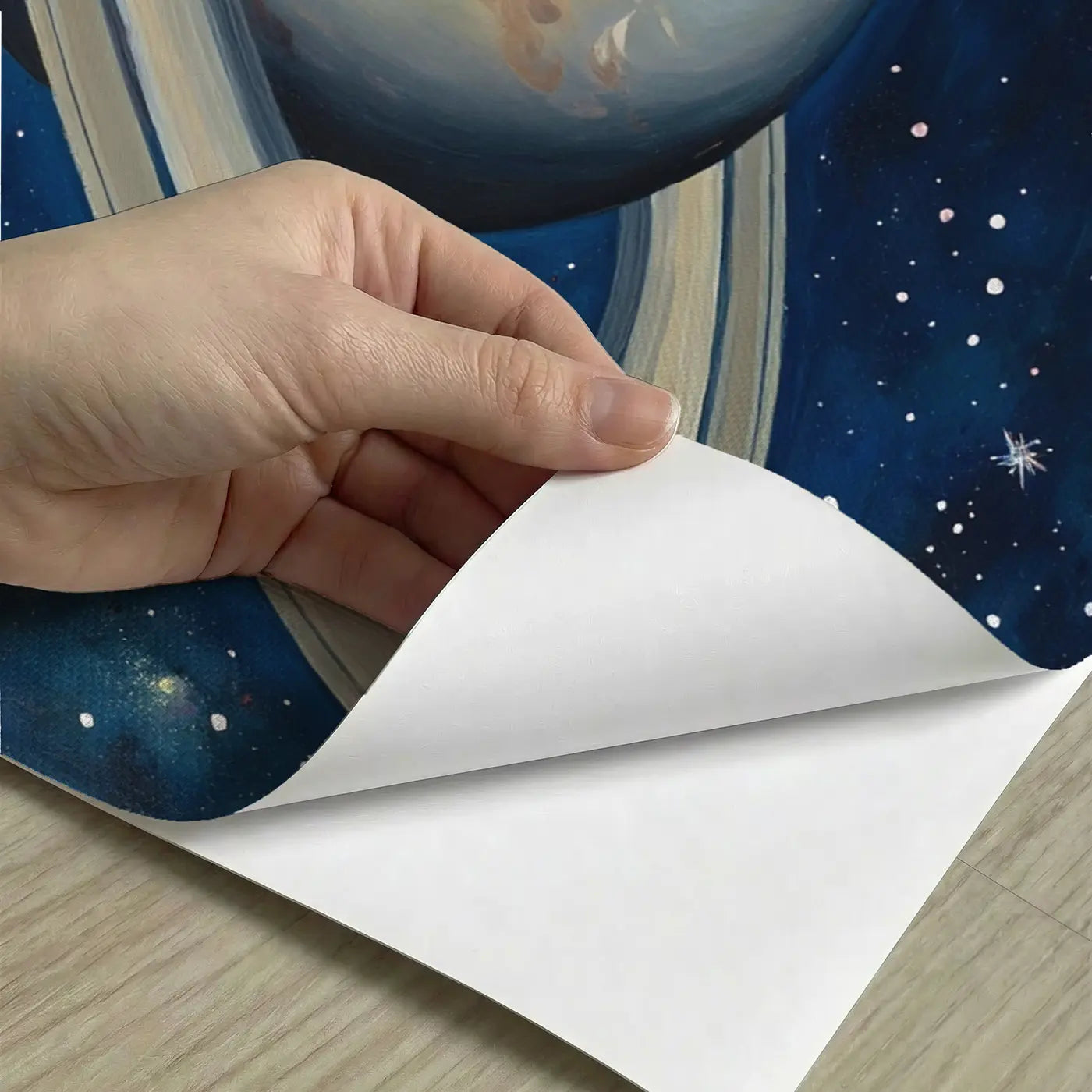 Peel-and-stick detail of Saturn Ring Detail Wallpaper Mural by Whimsy Tots