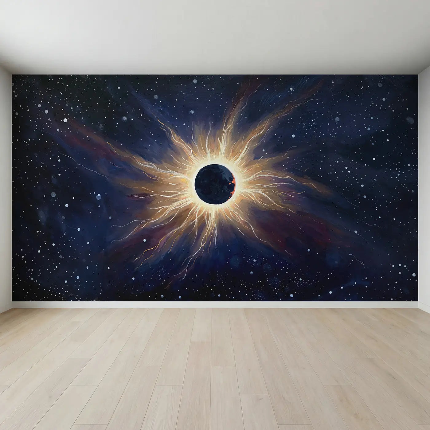 Full view of Total Eclipse Sun Corona Wallpaper Mural by Whimsy Tots