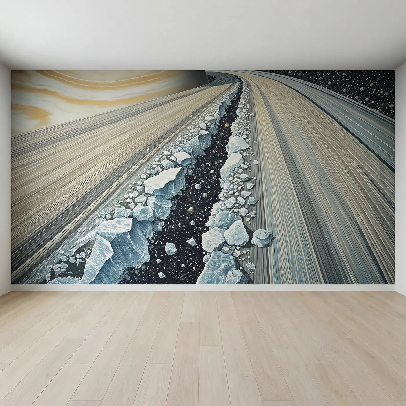 Full view of Inside Saturn Rings Wallpaper Mural by Whimsy Tots