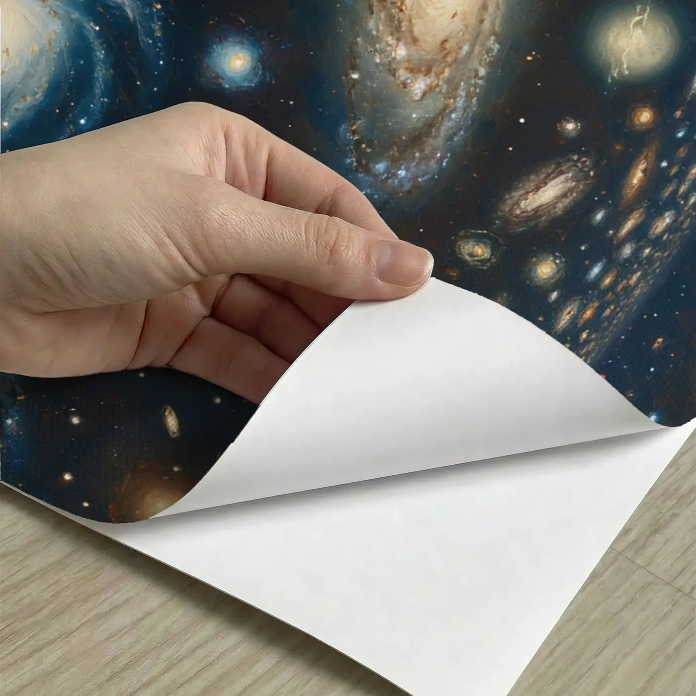 Peel-and-stick detail of Galaxy Cluster Deep Space Panorama Wallpaper Mural by Whimsy Tots