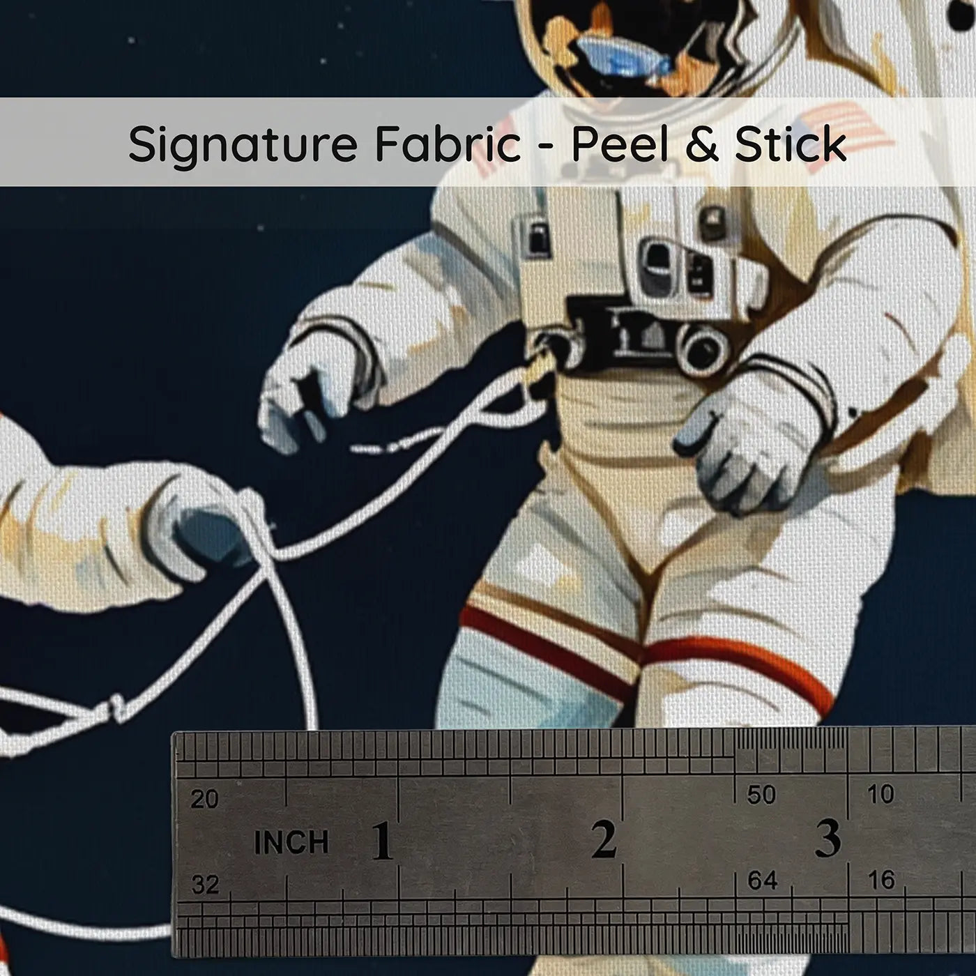 Fabric texture close-up of Astronaut Space Walk Wallpaper Mural by Whimsy Tots