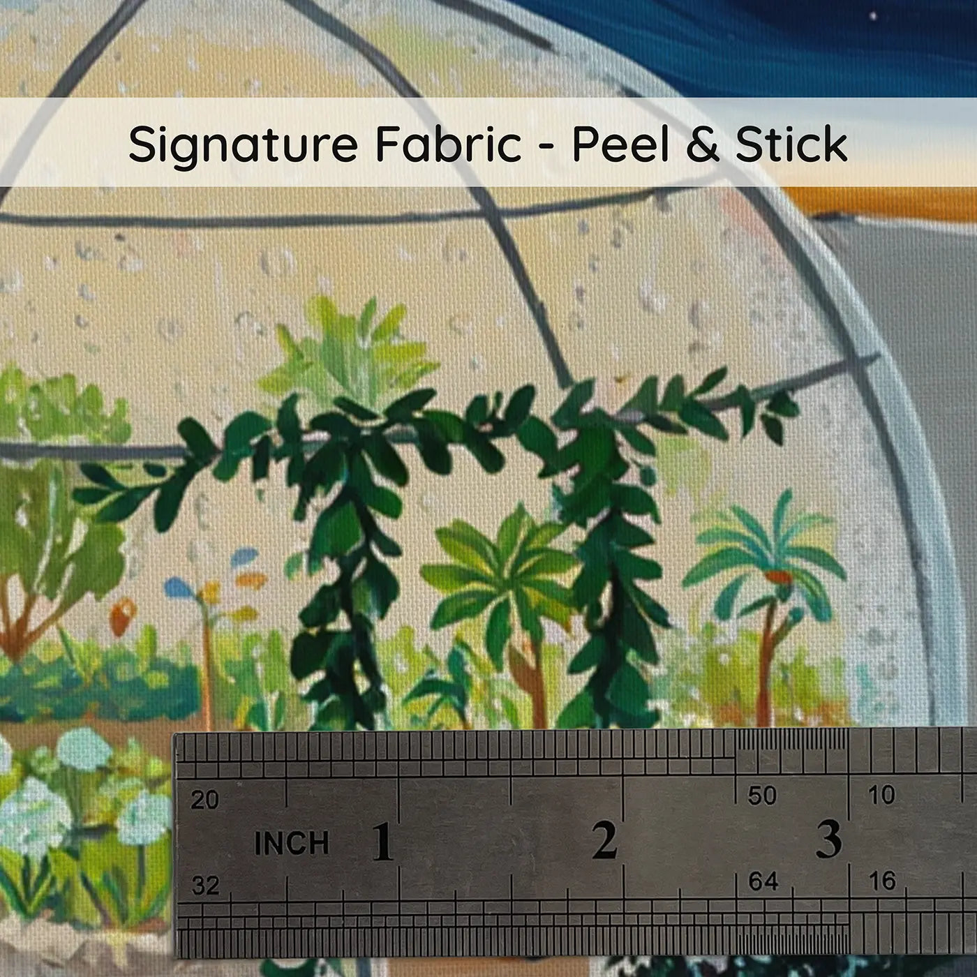 Fabric texture close-up of Moon Garden Dome Wallpaper Mural by Whimsy Tots