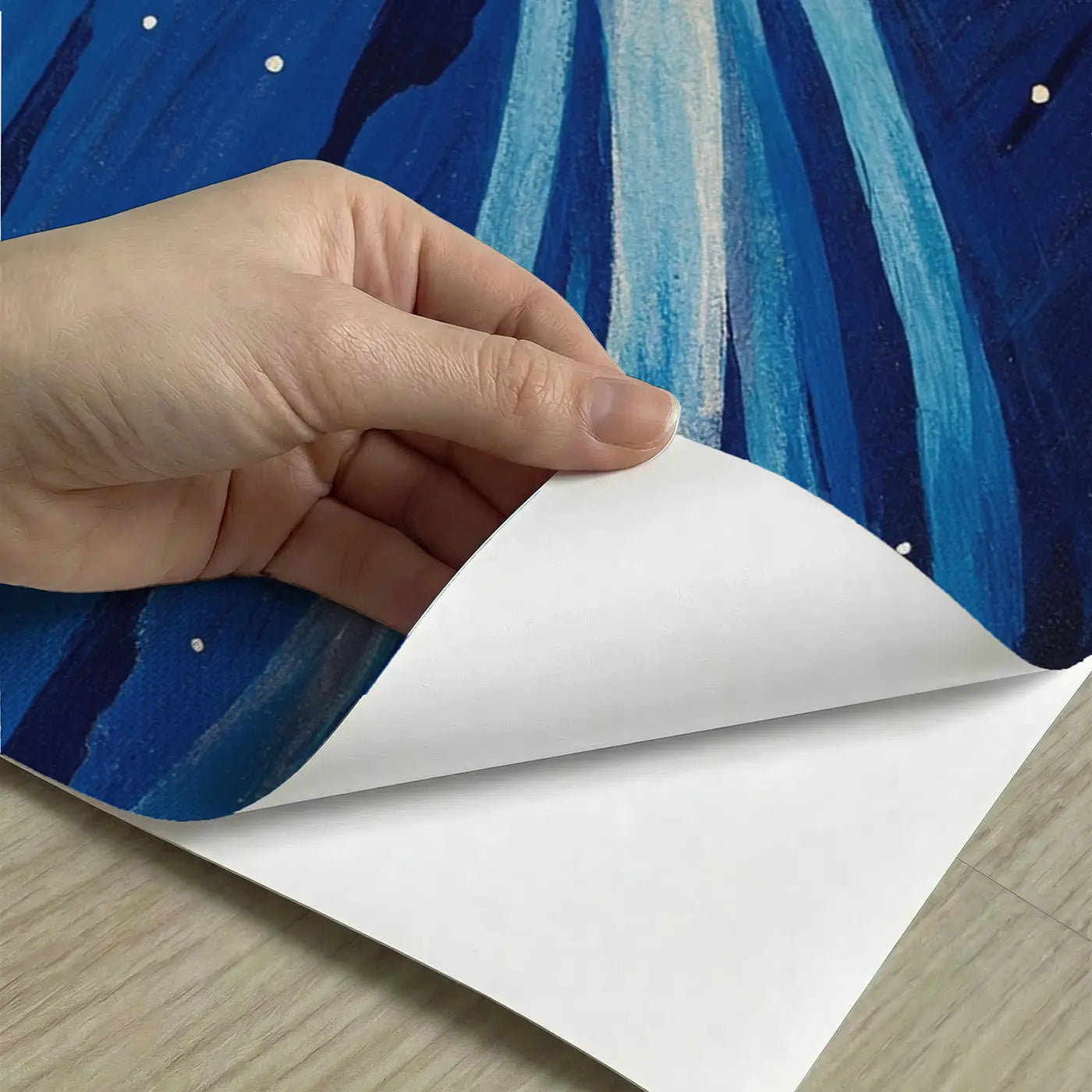 Peel-and-stick detail of Night Sky Comet Trail Wallpaper Mural by Whimsy Tots