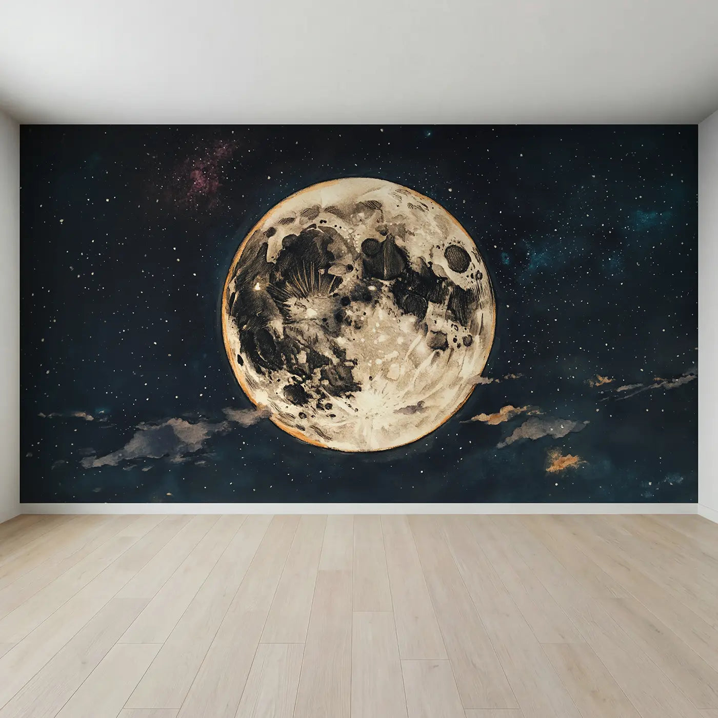 Full view of Full Moon Crater Detail Wallpaper Mural by Whimsy Tots