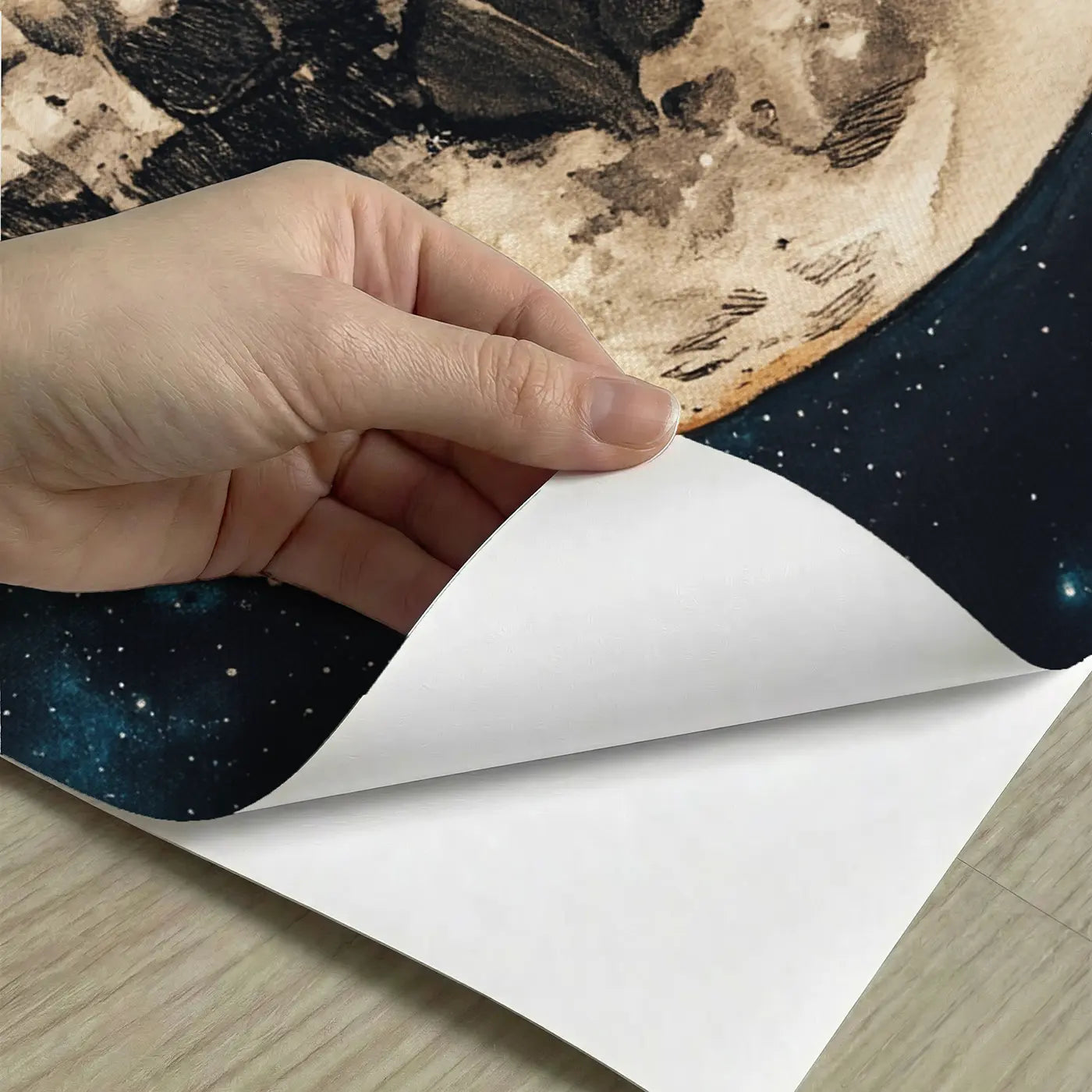 Peel-and-stick detail of Full Moon Crater Detail Wallpaper Mural by Whimsy Tots
