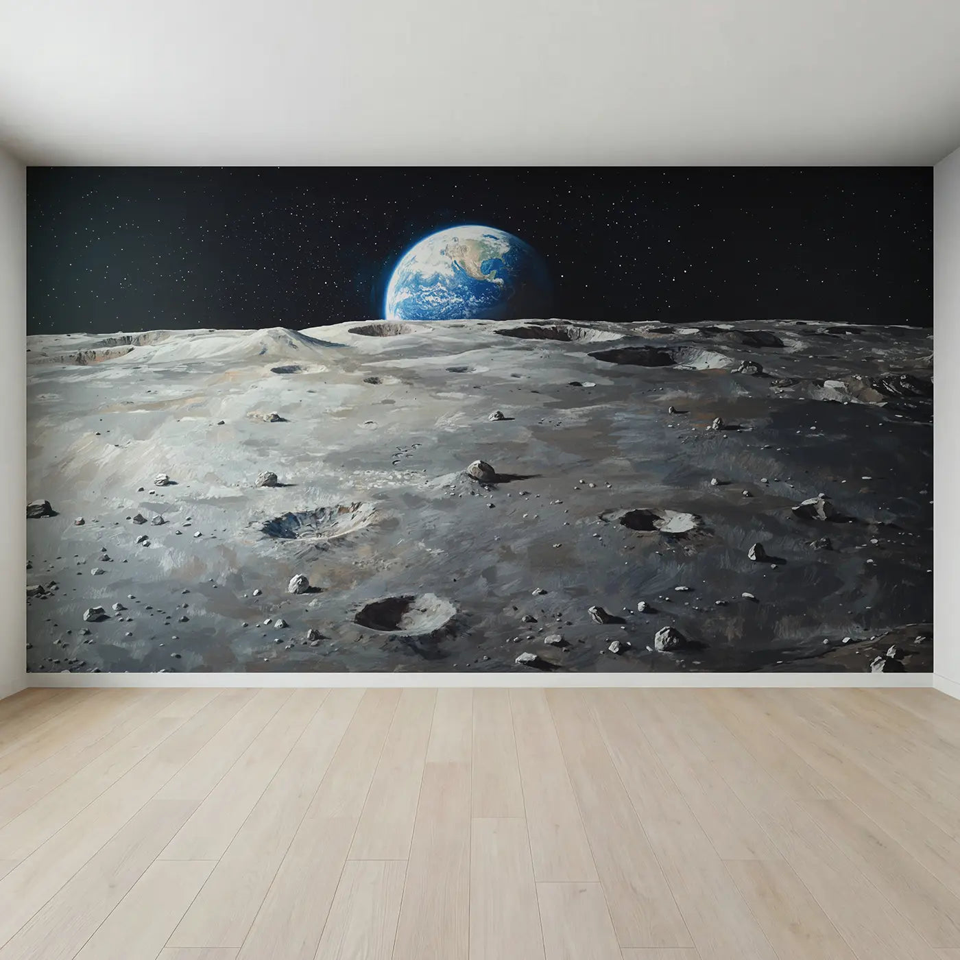 Full view of Earthrise from Lunar Surface Wallpaper Mural by Whimsy Tots