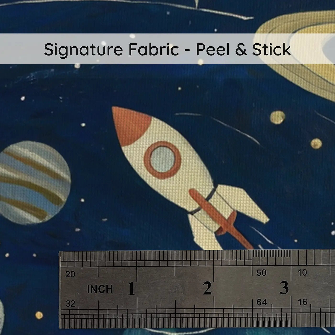 Fabric texture close-up of Solar System Explorer Wallpaper Mural by Whimsy Tots