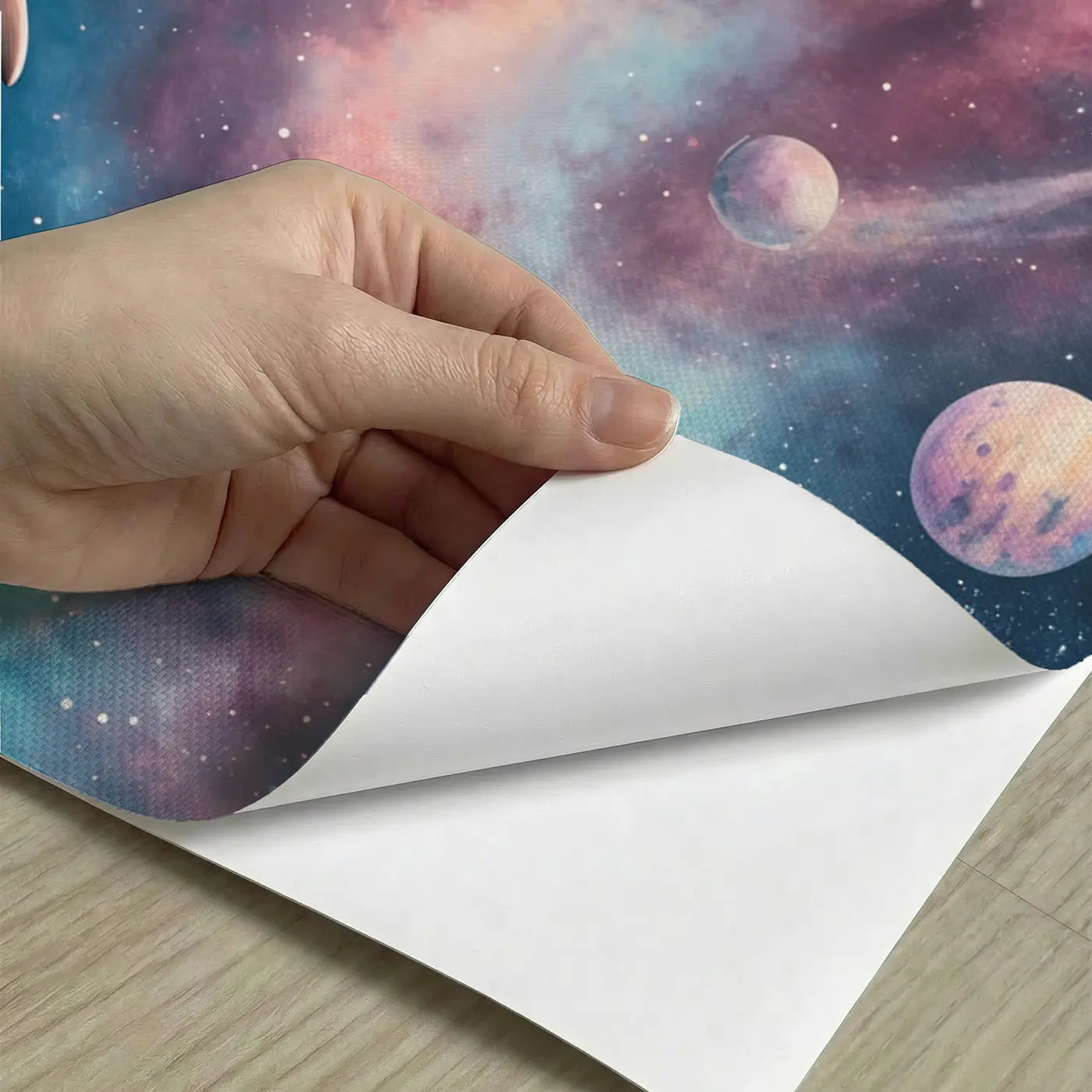 Peel-and-stick detail of Cosmic Dolphin Nebula Wallpaper Mural by Whimsy Tots