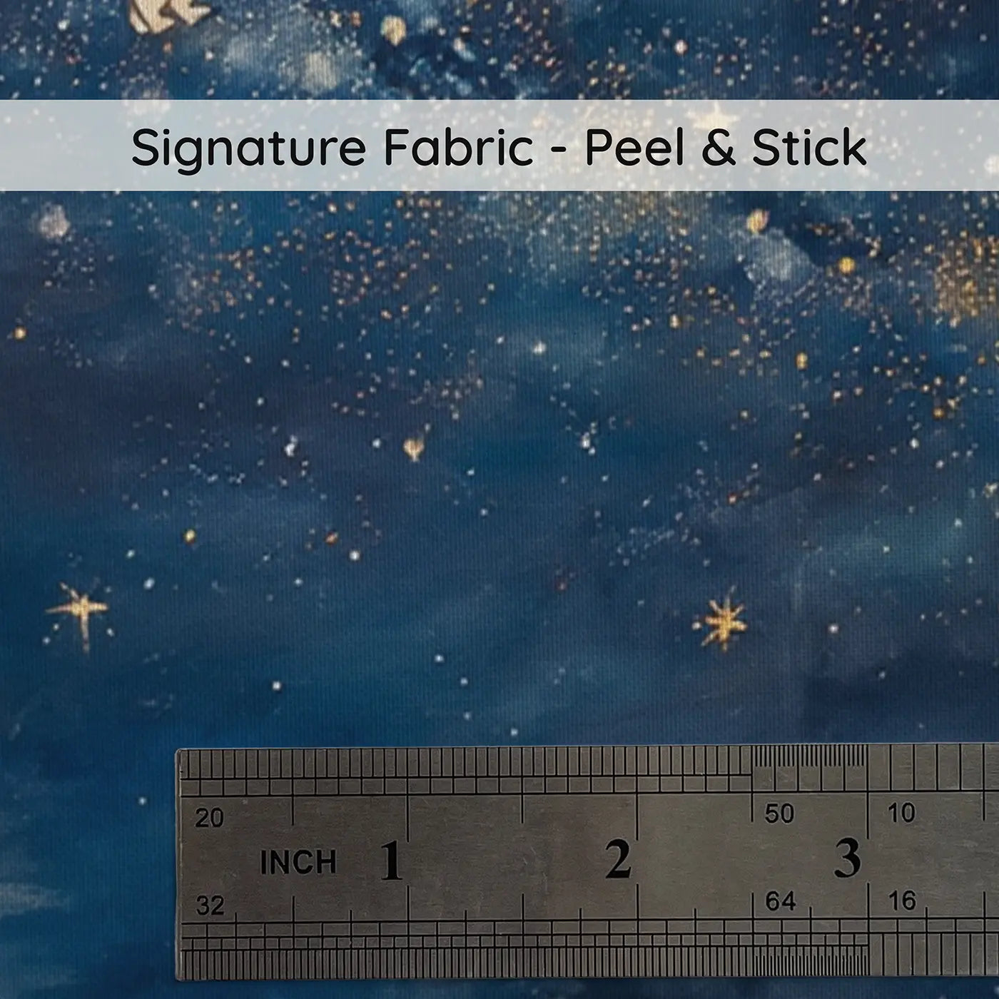 Fabric texture close-up of Moon Phase Arc Night Sky Wallpaper Mural by Whimsy Tots