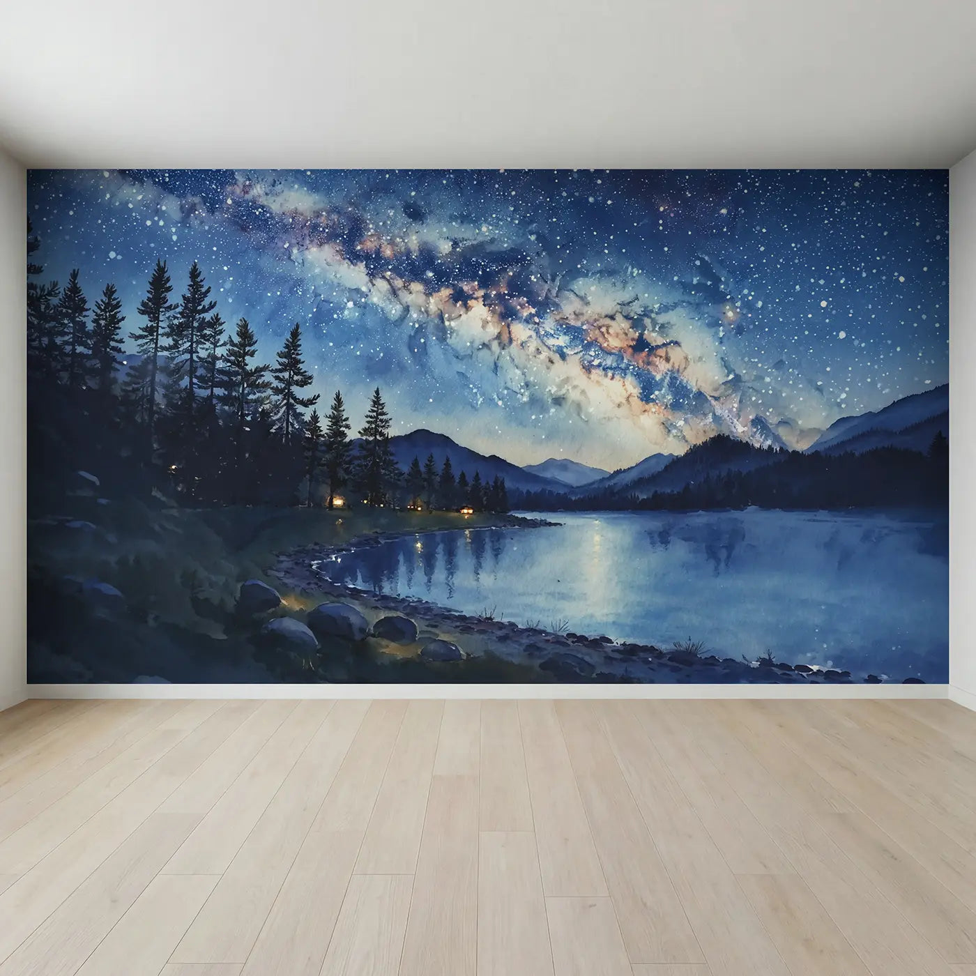 Full view of Milky Way Night Sky Wallpaper Mural by Whimsy Tots