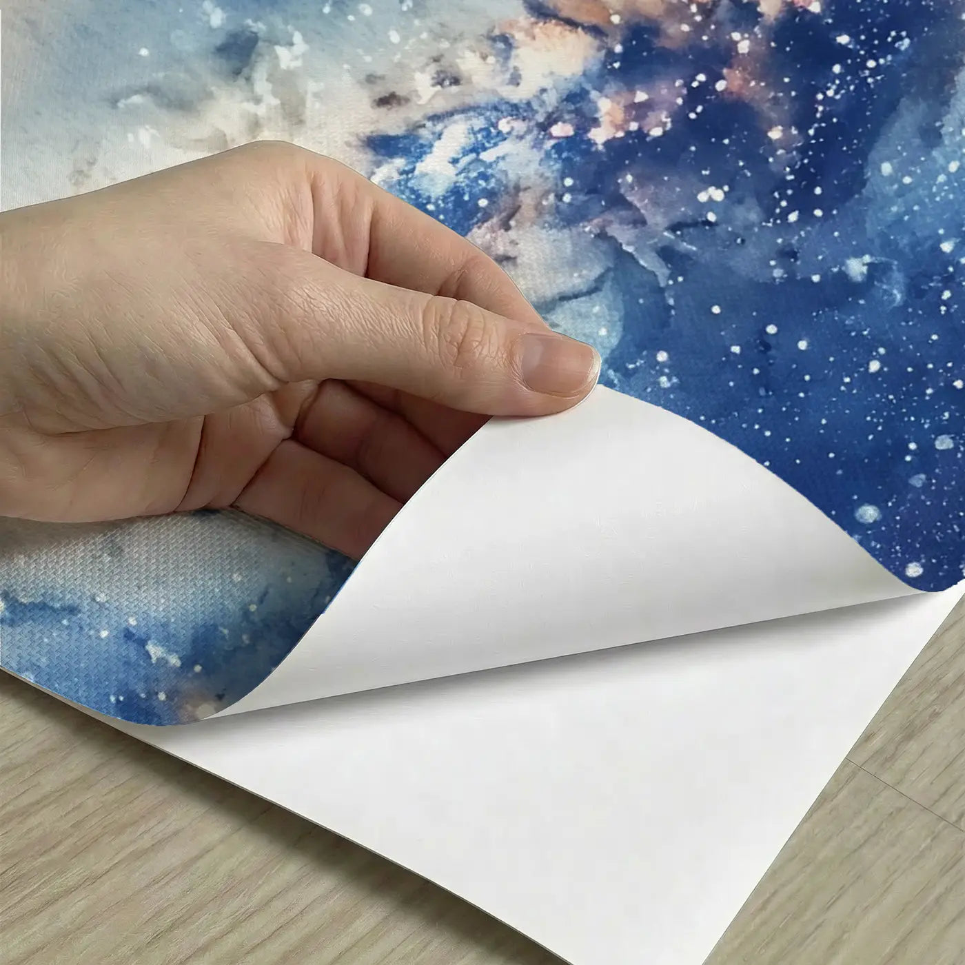 Peel-and-stick detail of Milky Way Night Sky Wallpaper Mural by Whimsy Tots