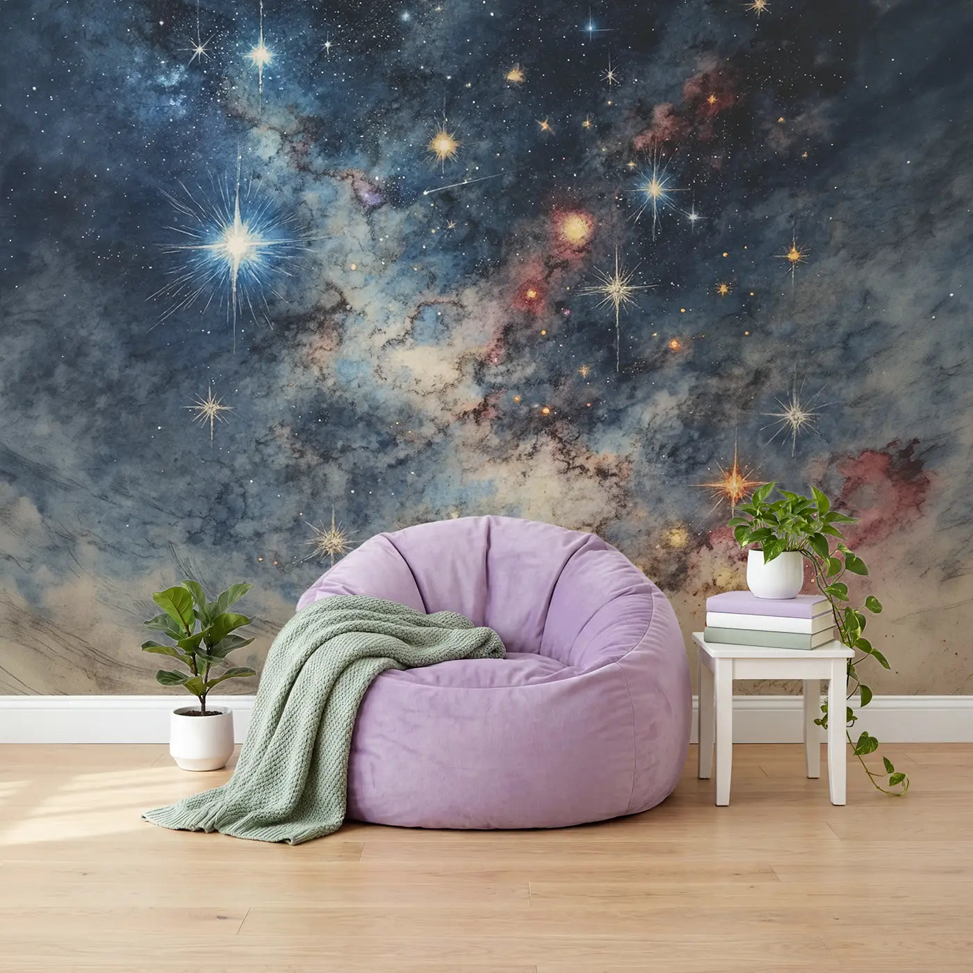 Stellar Nursery Star Field Wallpaper Mural in playroom setting by Whimsy Tots