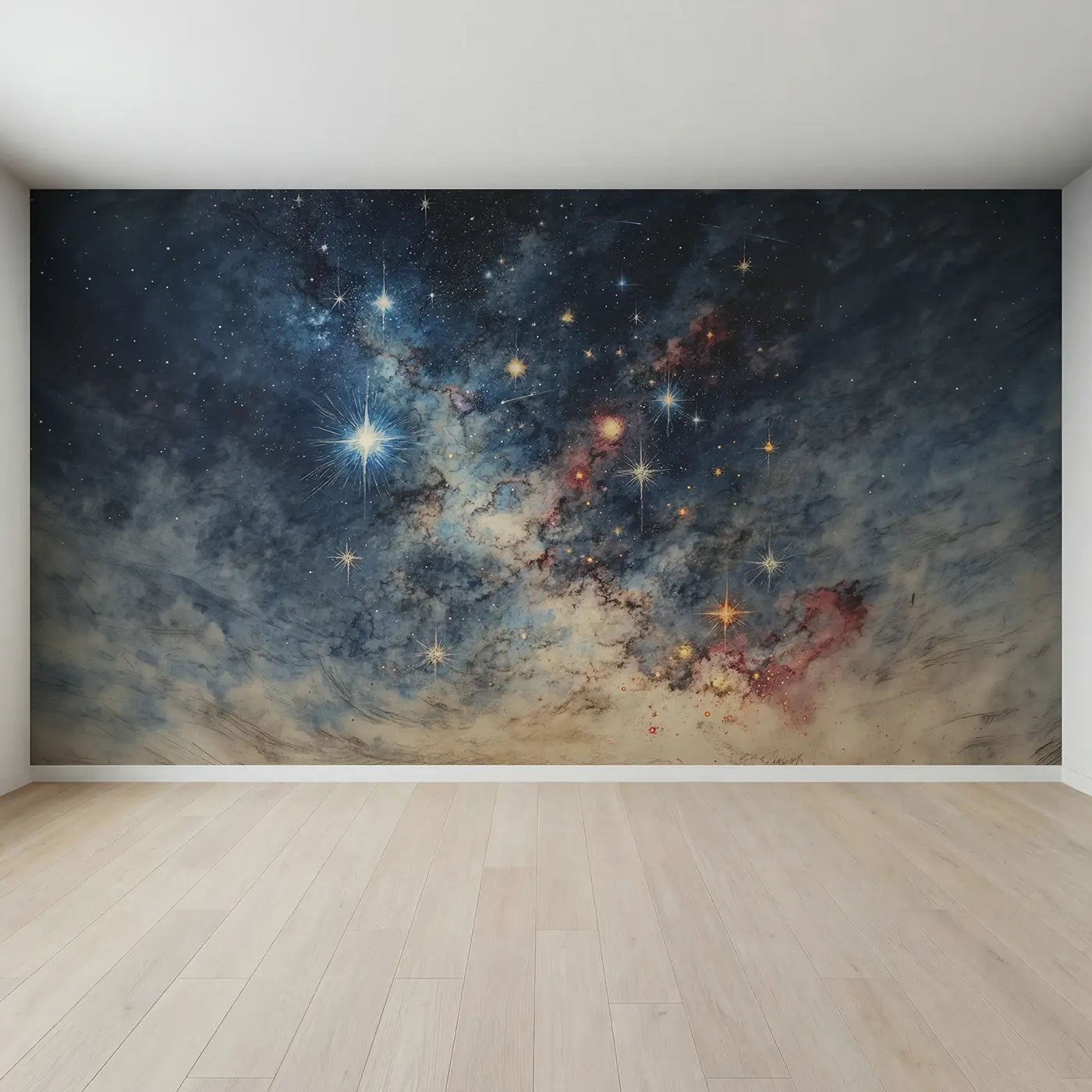 Full view of Stellar Nursery Star Field Wallpaper Mural by Whimsy Tots