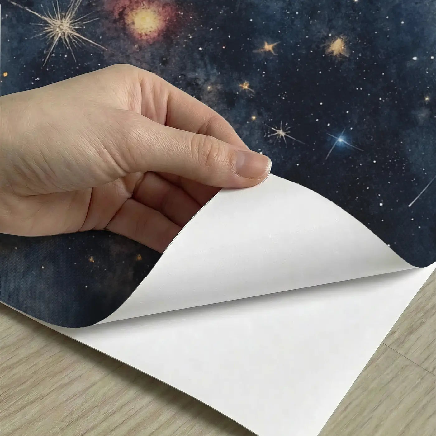 Peel-and-stick detail of Stellar Nursery Star Field Wallpaper Mural by Whimsy Tots