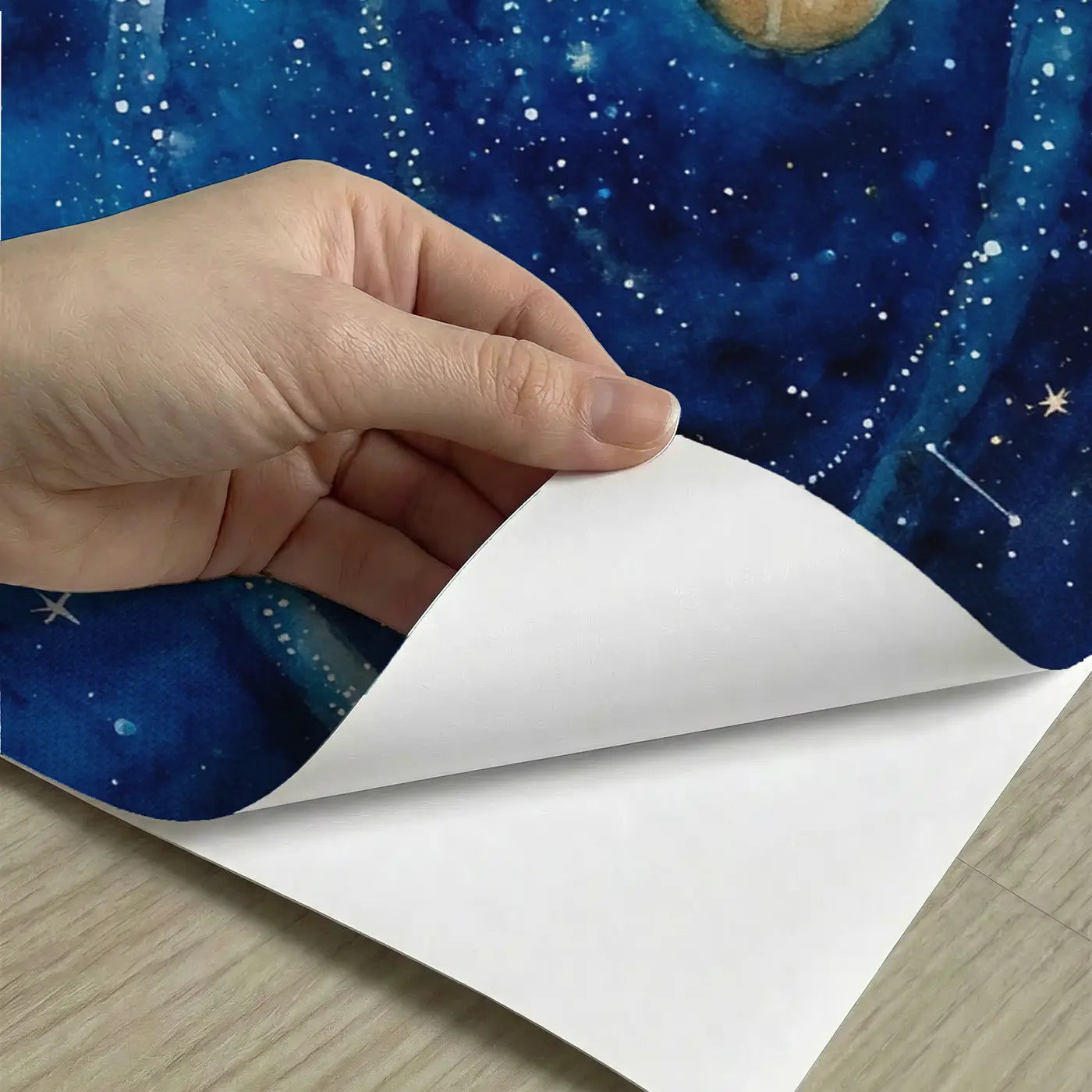 Peel-and-stick detail of Starfield Planet Path Wallpaper Mural by Whimsy Tots