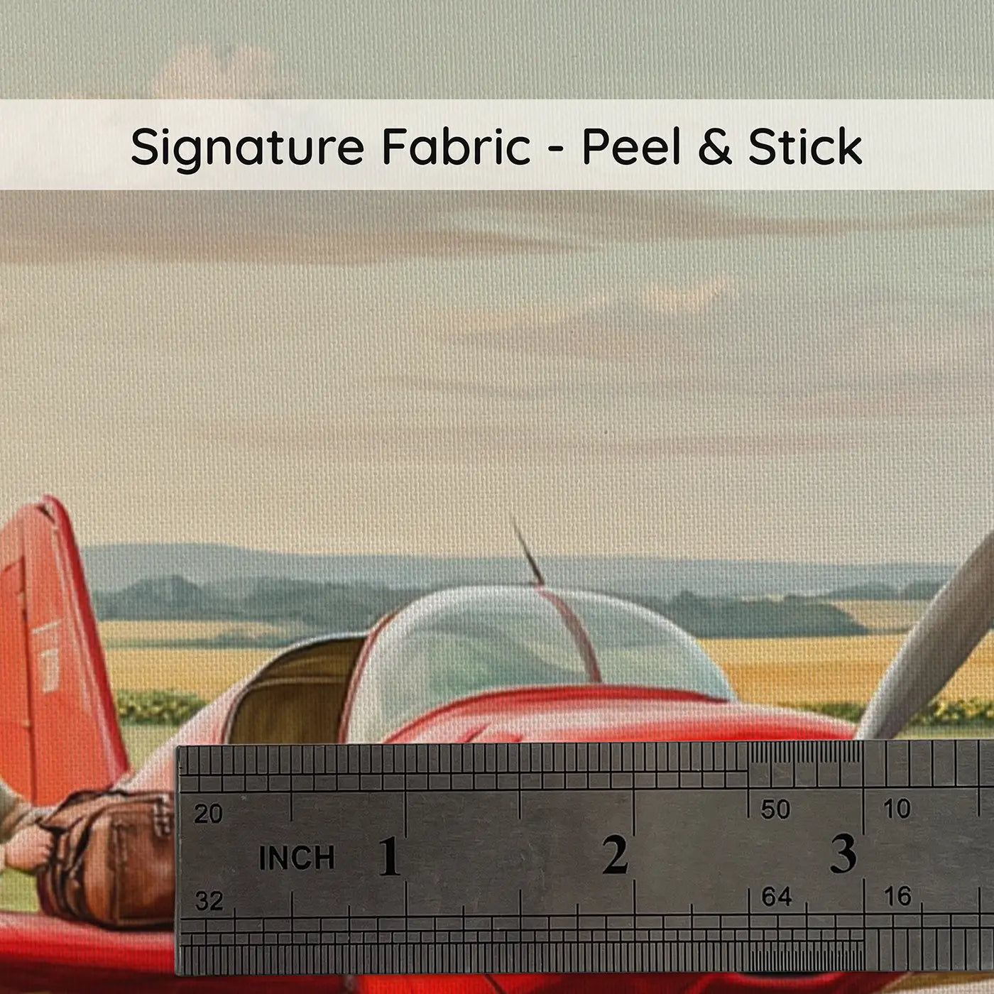 Fabric texture close-up of Propeller Plane at Airfield Wallpaper Mural by Whimsy Tots